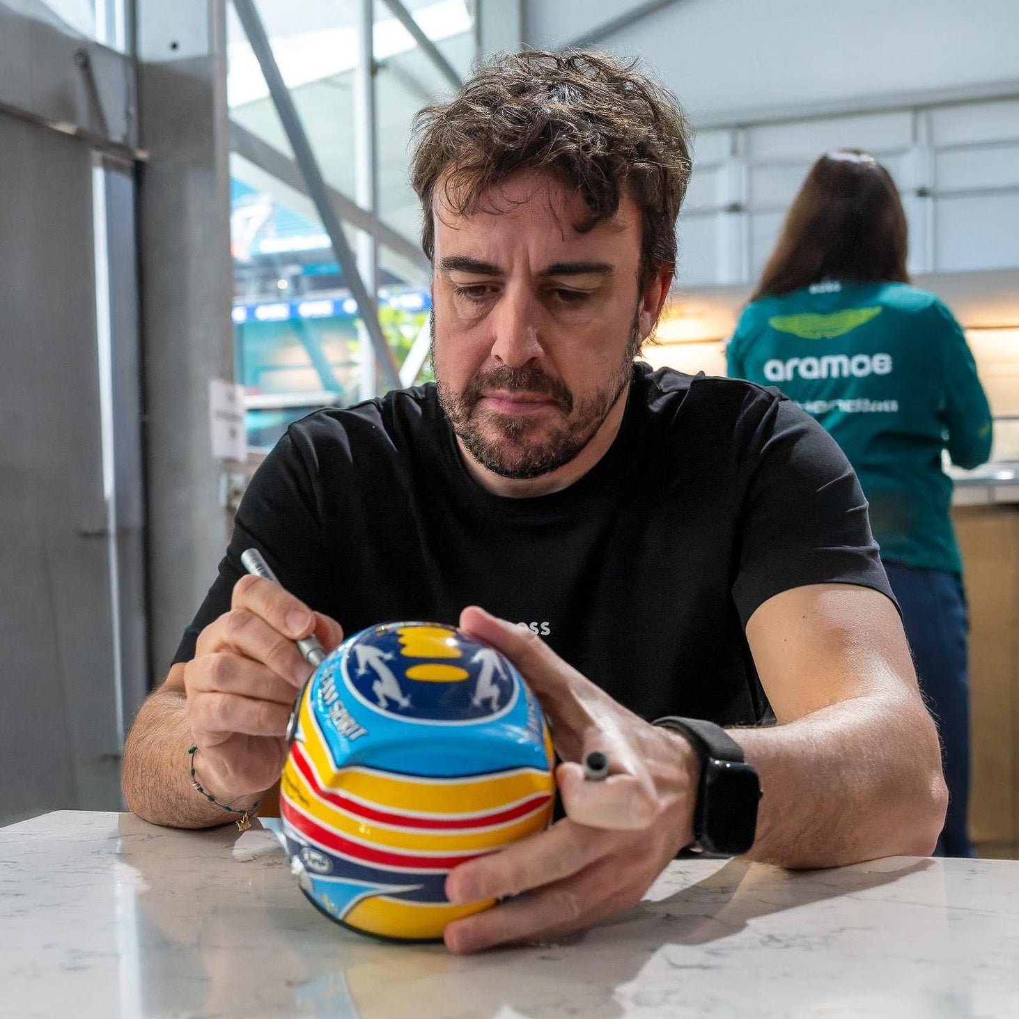 2006 Fernando Alonso Signed 20th Anniversary World Champion Renault 1:2 Scale F1 Helmet