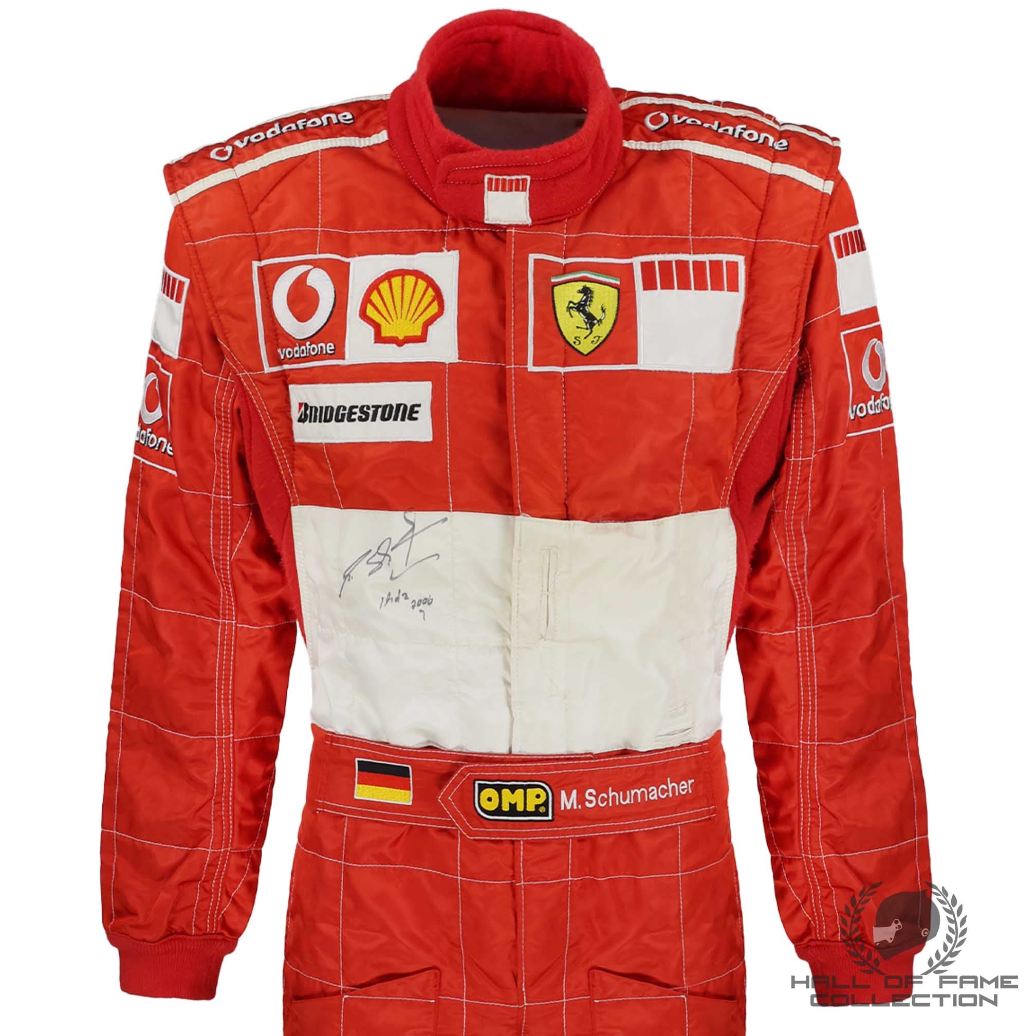 2006 Michael Schumacher Signed Race Winning San Marino GP Scuderia Ferrari F1 Suit