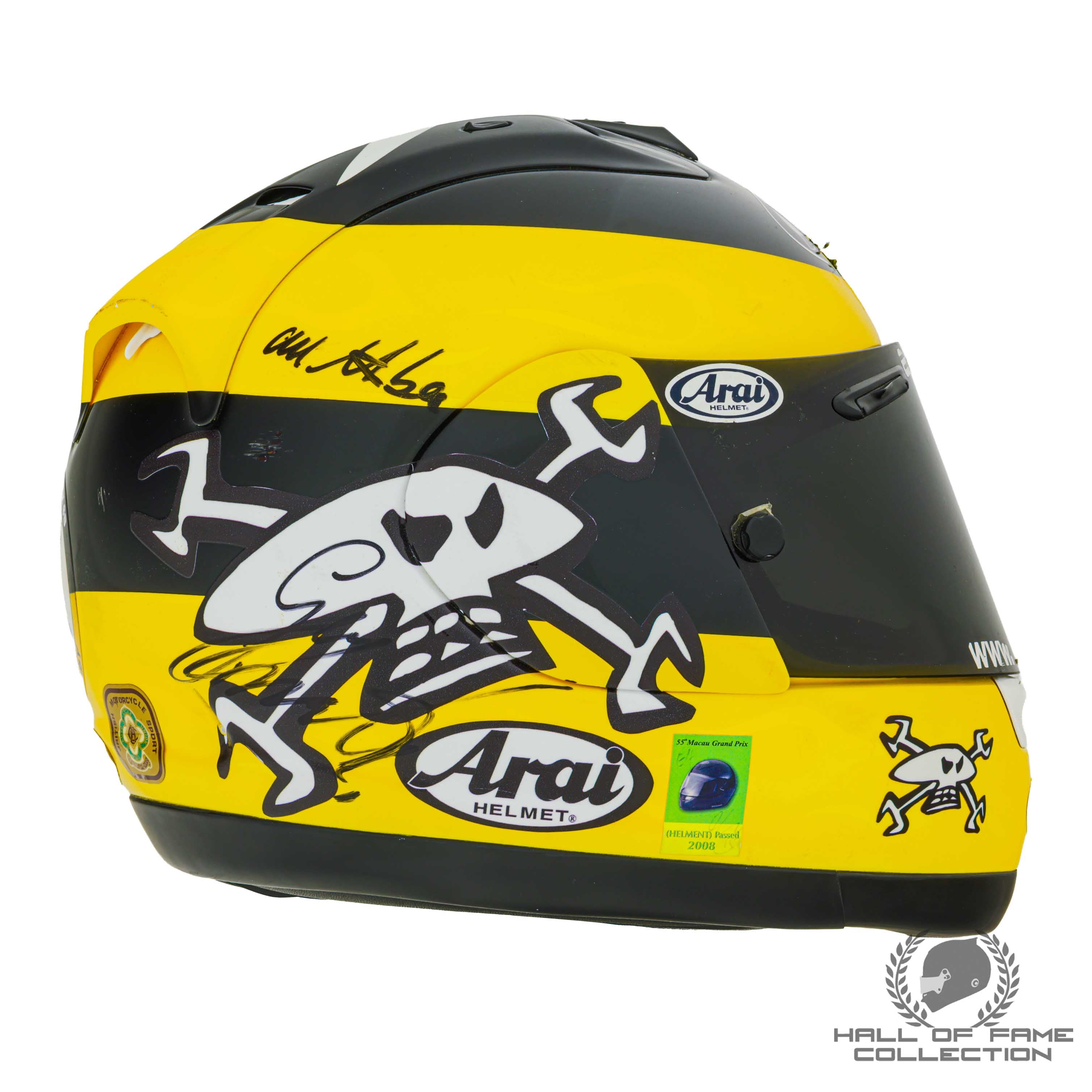 2008 Guy Martin Signed Macau GP Used Motorcycle Racing Helmet