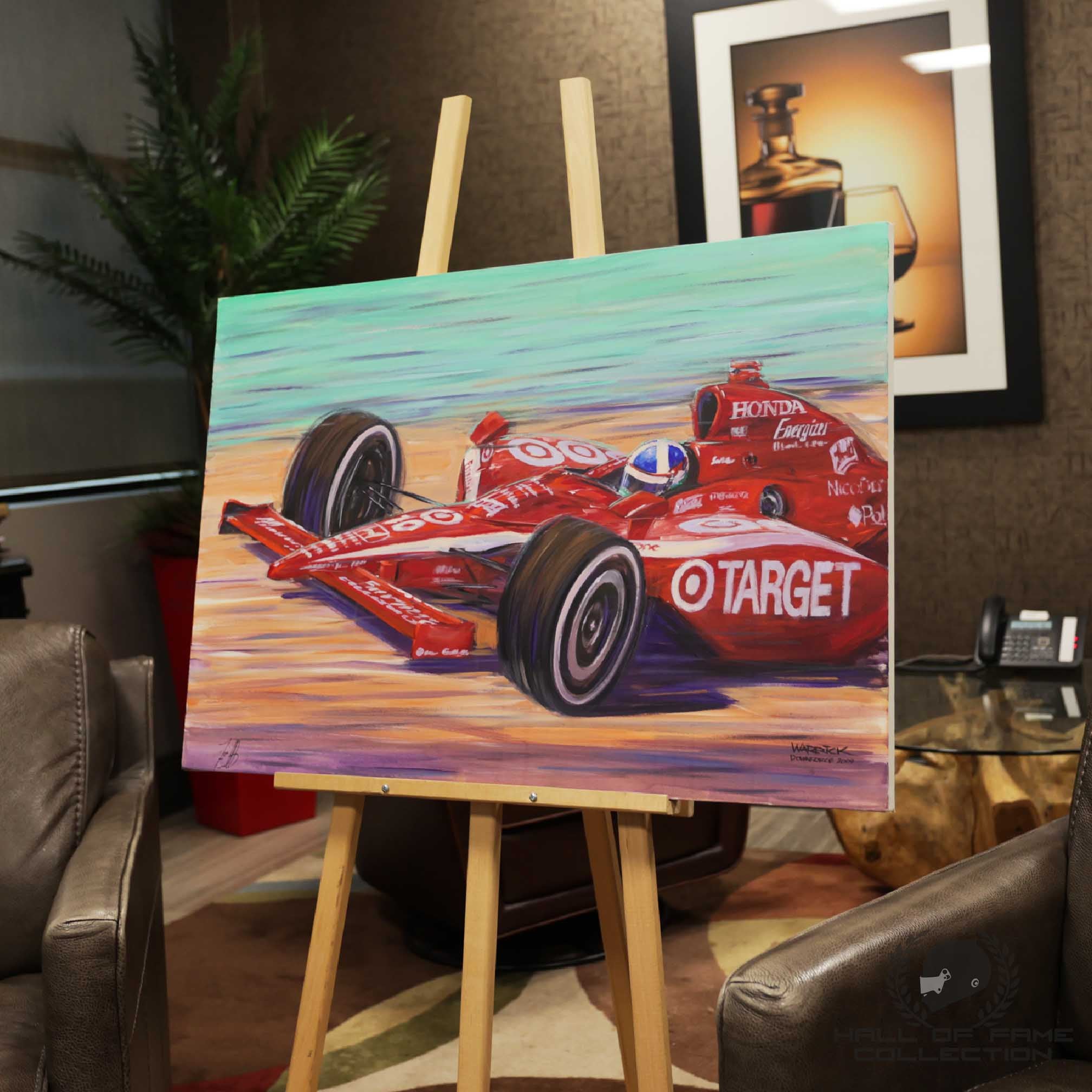 2009 Dario Franchitti Signed Target Chip Ganassi Racing Original Roger Warrick Painting