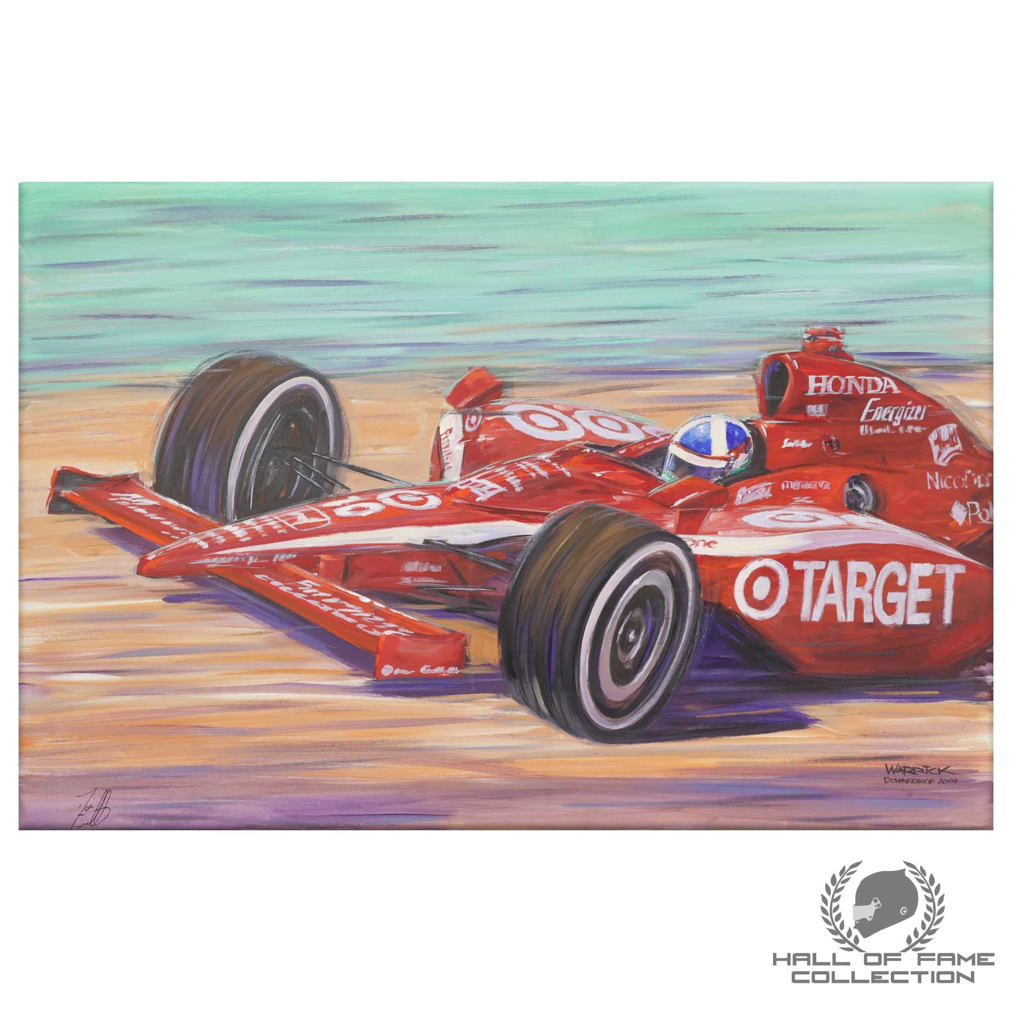 2009 Dario Franchitti Signed Target Chip Ganassi Racing Original Roger Warrick Painting