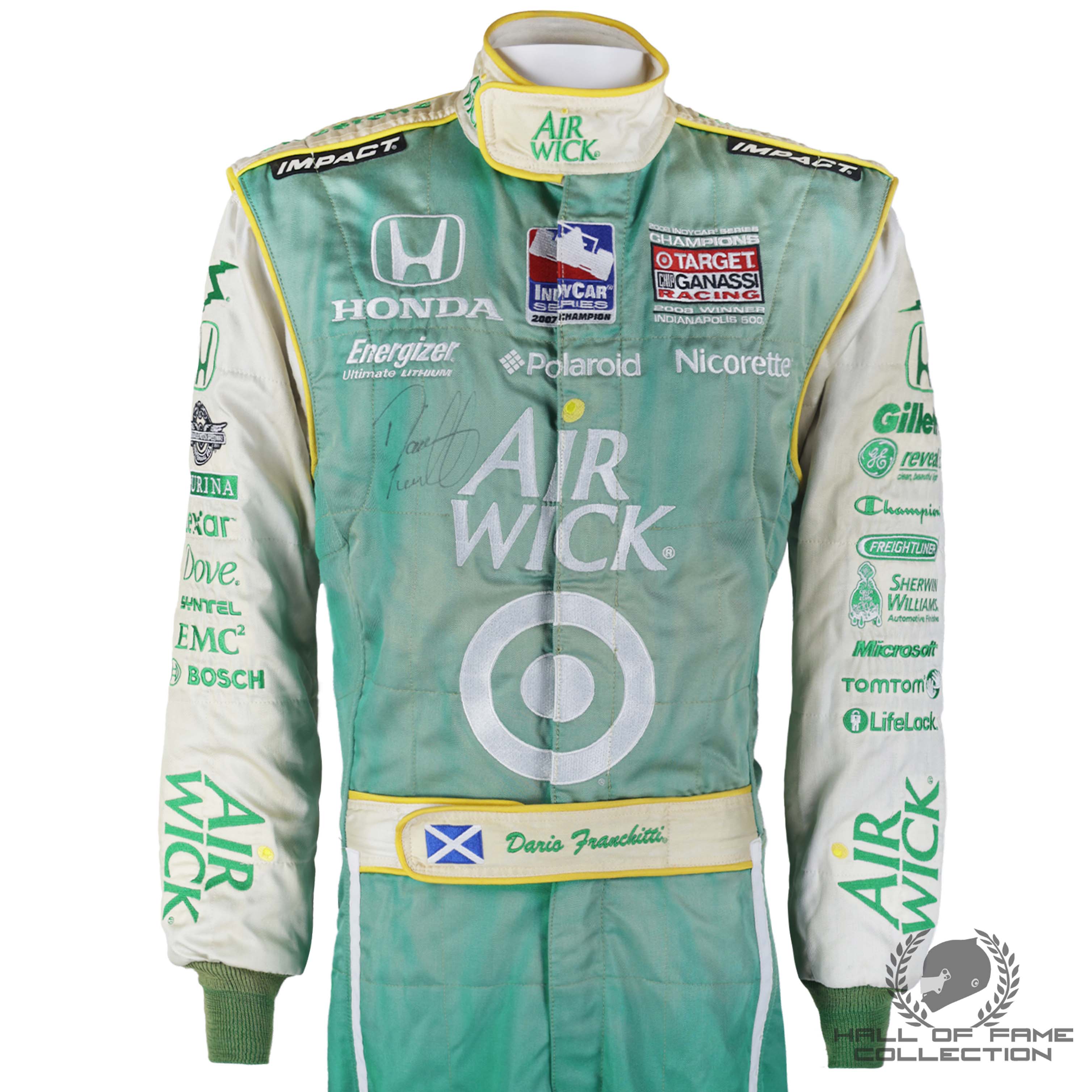 2009 Dario Franchitti Signed Championship Season Used Target Ganassi Racing Indycar Suit