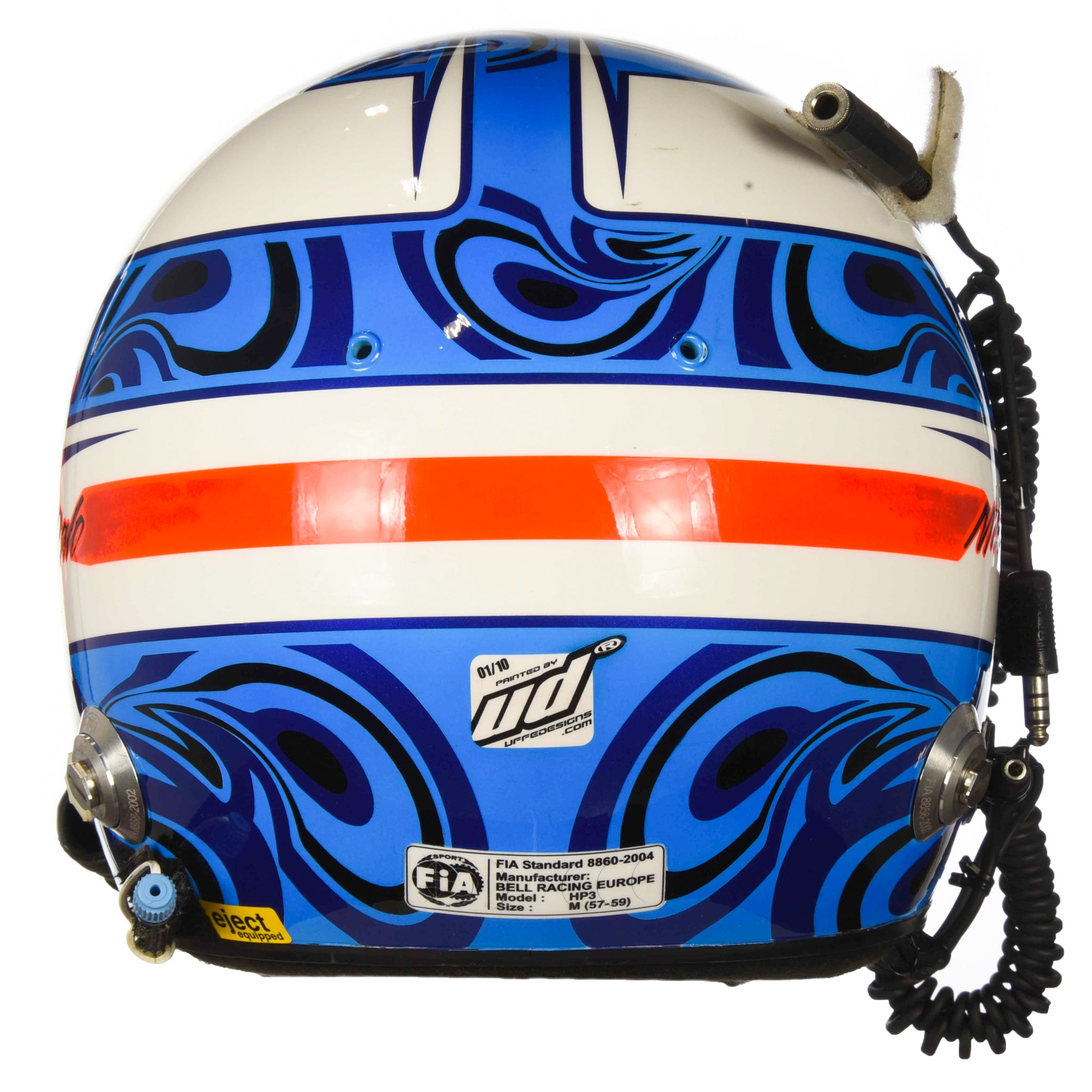 2010 Mika Salo Signed Race Used Bell HP3 ALMS/ FIA GT Ferrari Helmet