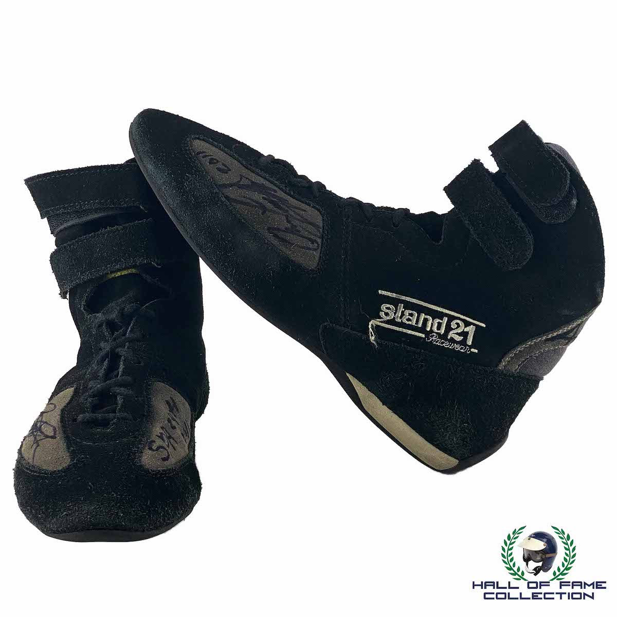 2011 Arie Luyendyk Signed Race Used Spa 24hr Race Stand 21 Sportscar Racing Boots