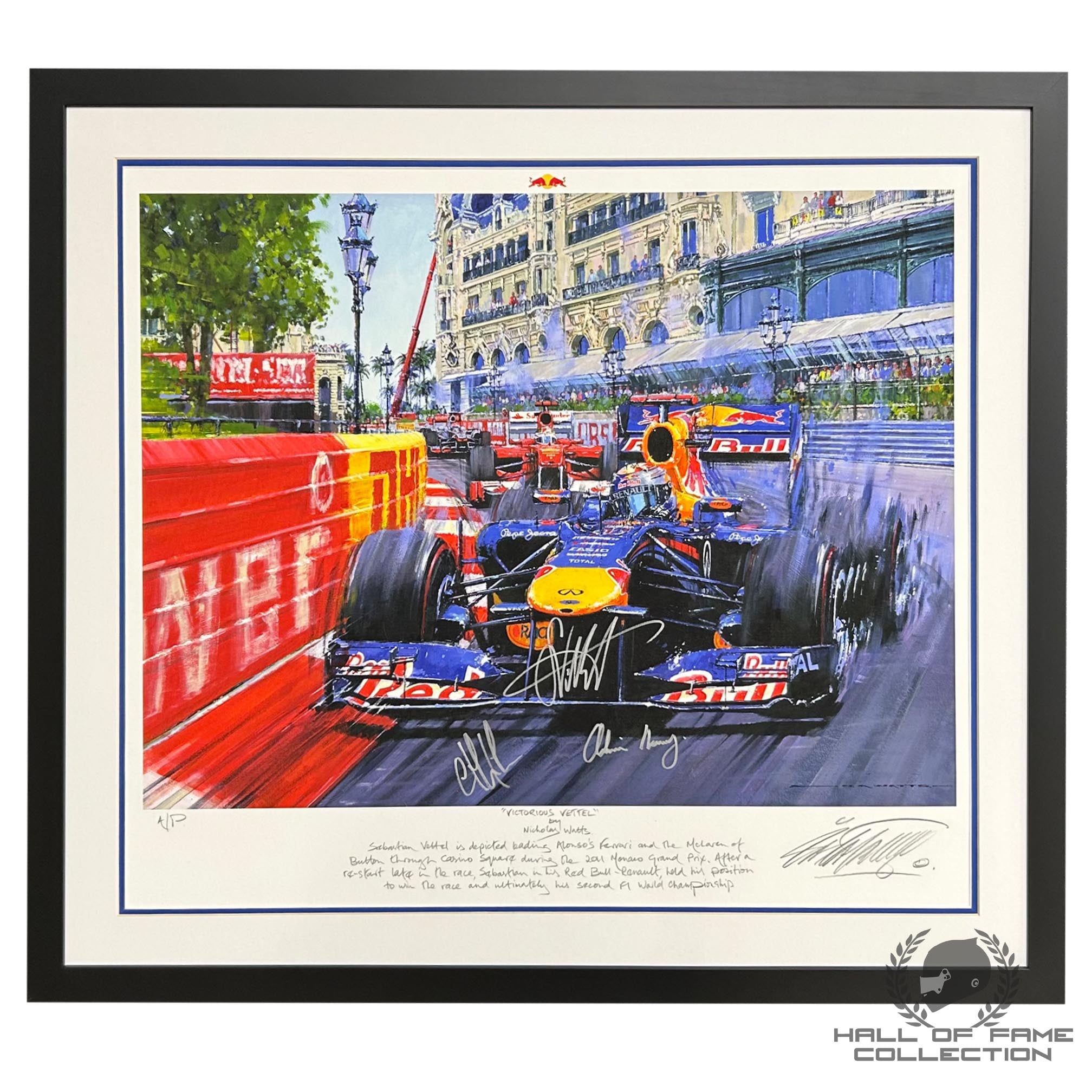2011 “Victorious Vettel” Framed F1 Print Signed by By Vettel, Horner, & Newey