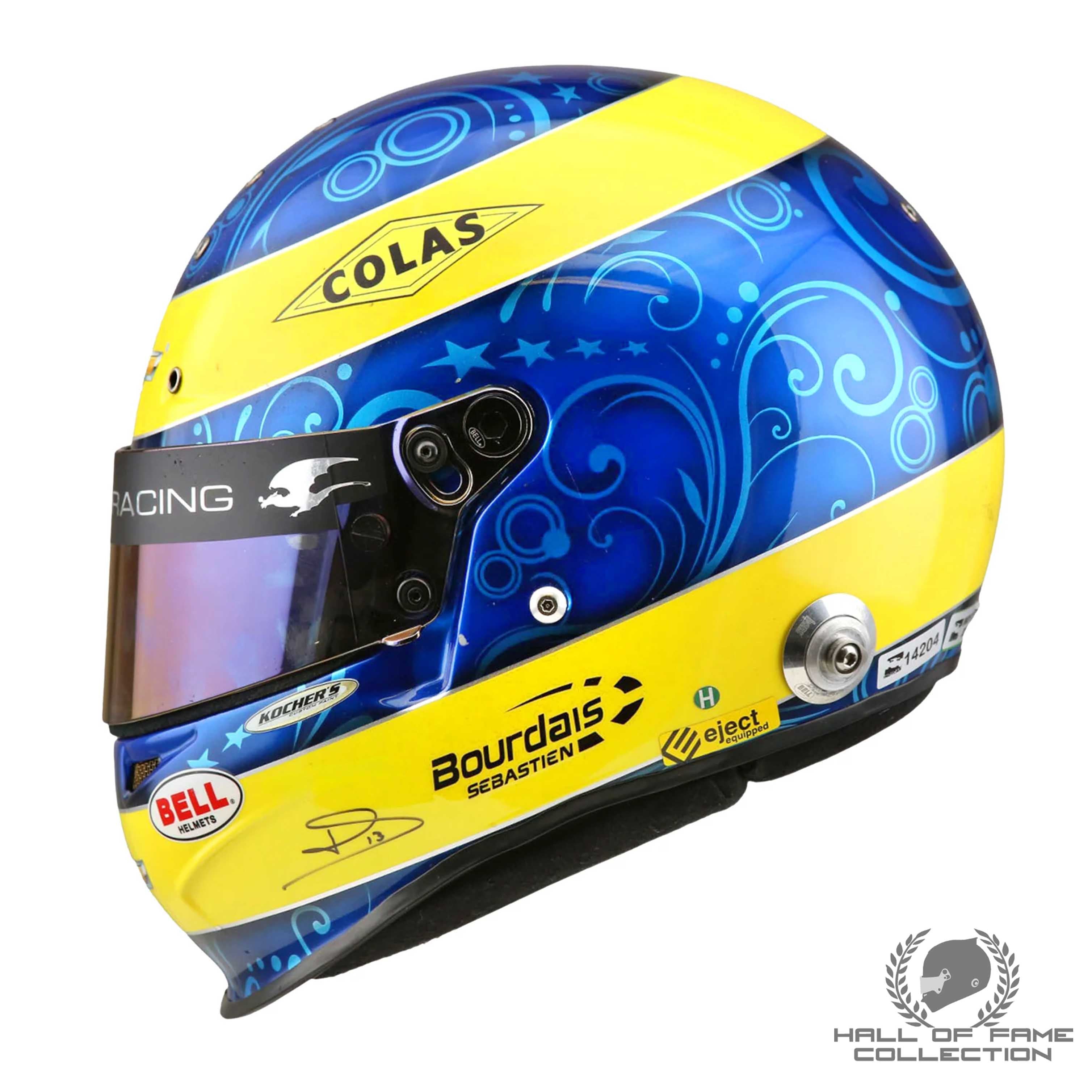 2012/13 Sebastien Bourdais Signed Race Used Dragon Racing Indycar Helmet