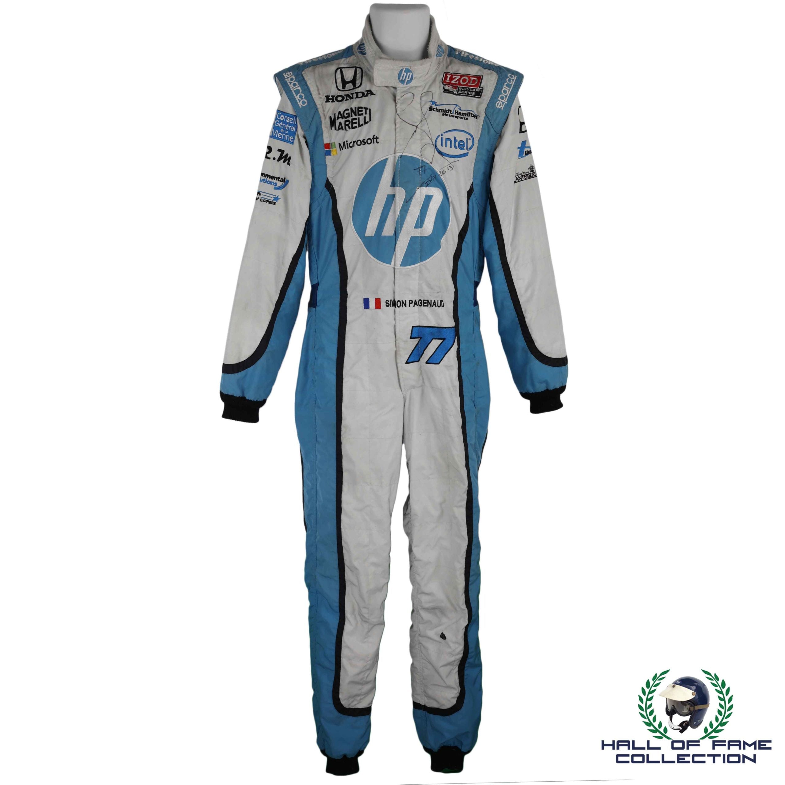 2013 Simon Pagenaud Signed Indy 500 Used Schmidt Hamilton Motorsports IndyCar Suit