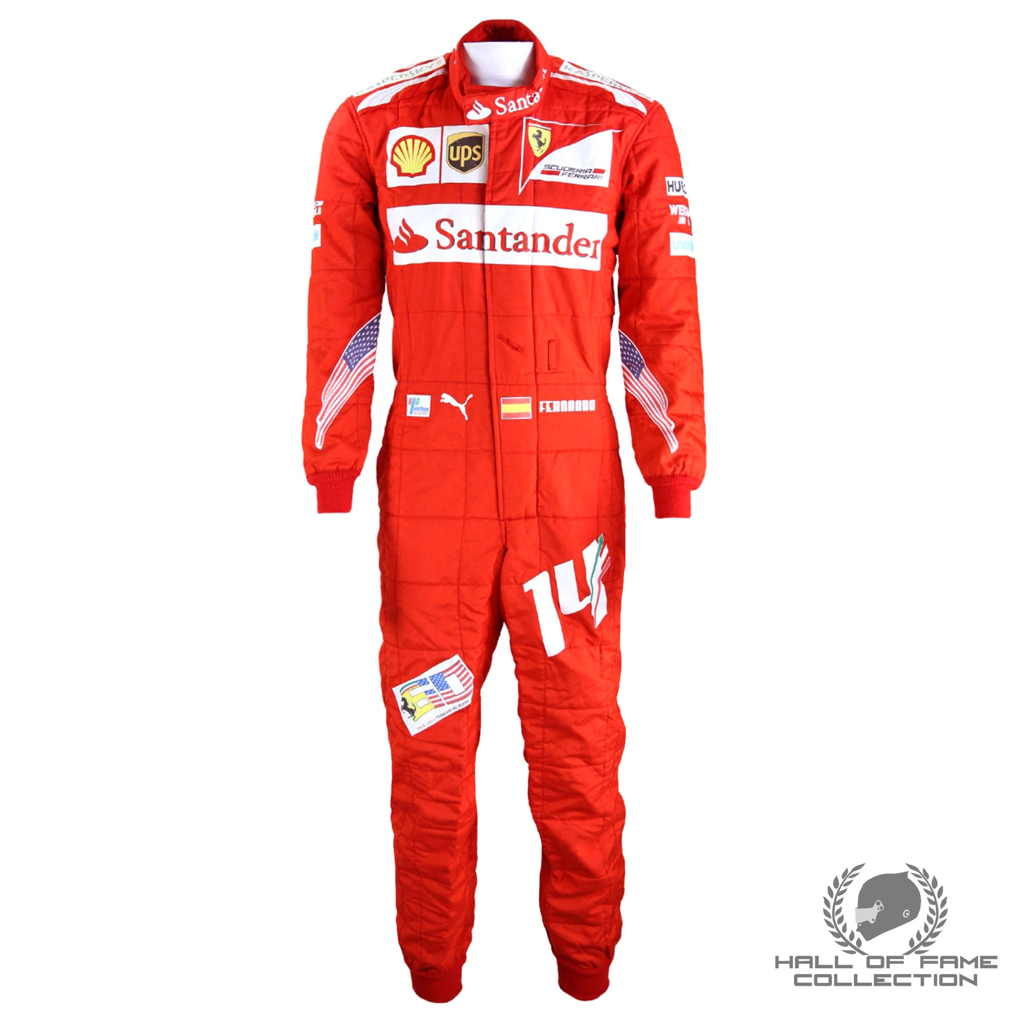 2014 Fernando Alonso United States GP Race Used Scuderia Ferrari F1 Suit
