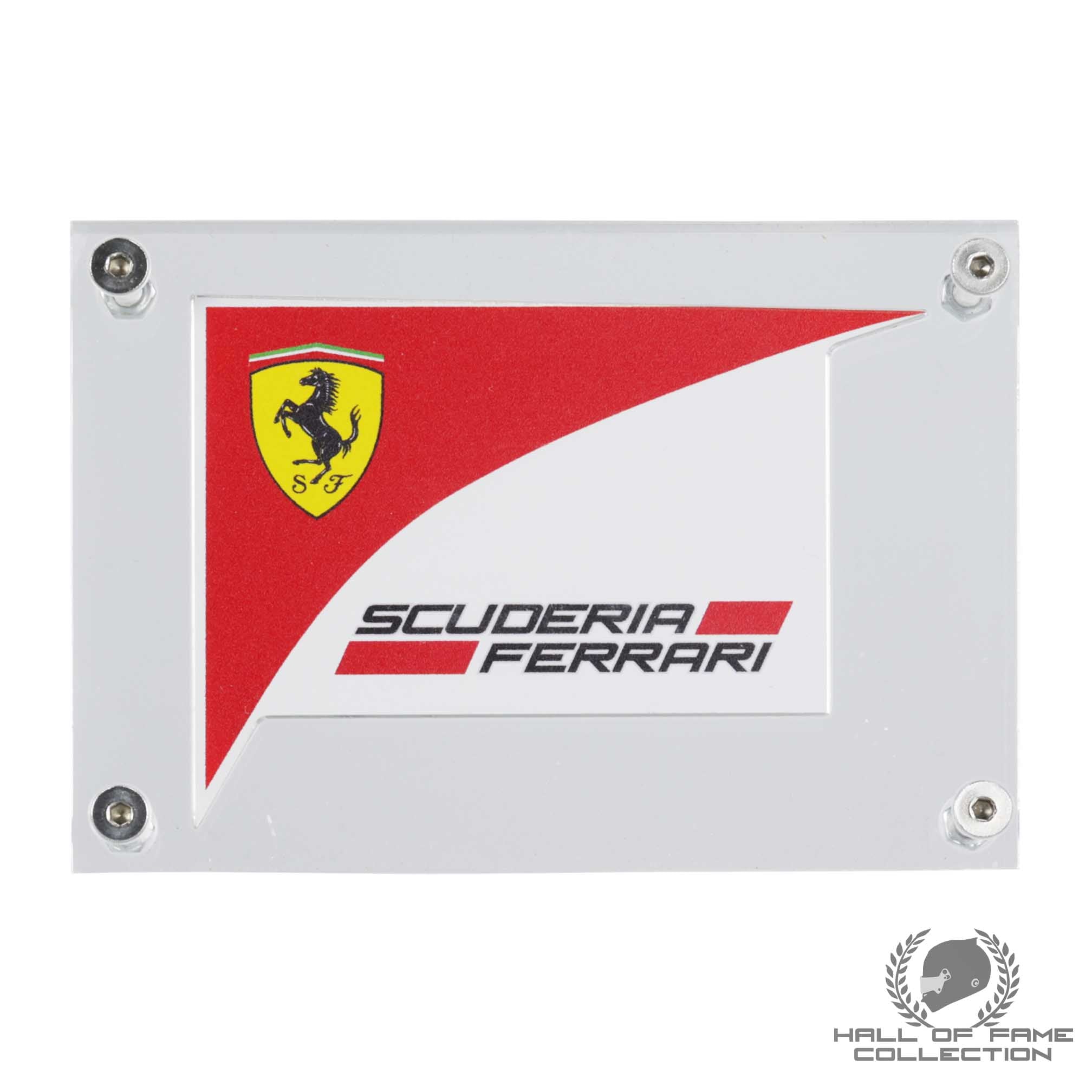 2014 Fernando Alonso / Felipe Massa Original Race Used Scuderia Ferrari F1 Badge Presentation