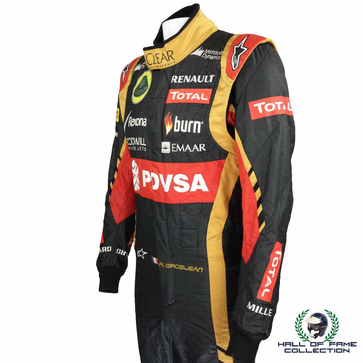 2014 Romain Grosjean Signed Race Used Lotus F1 Suit
