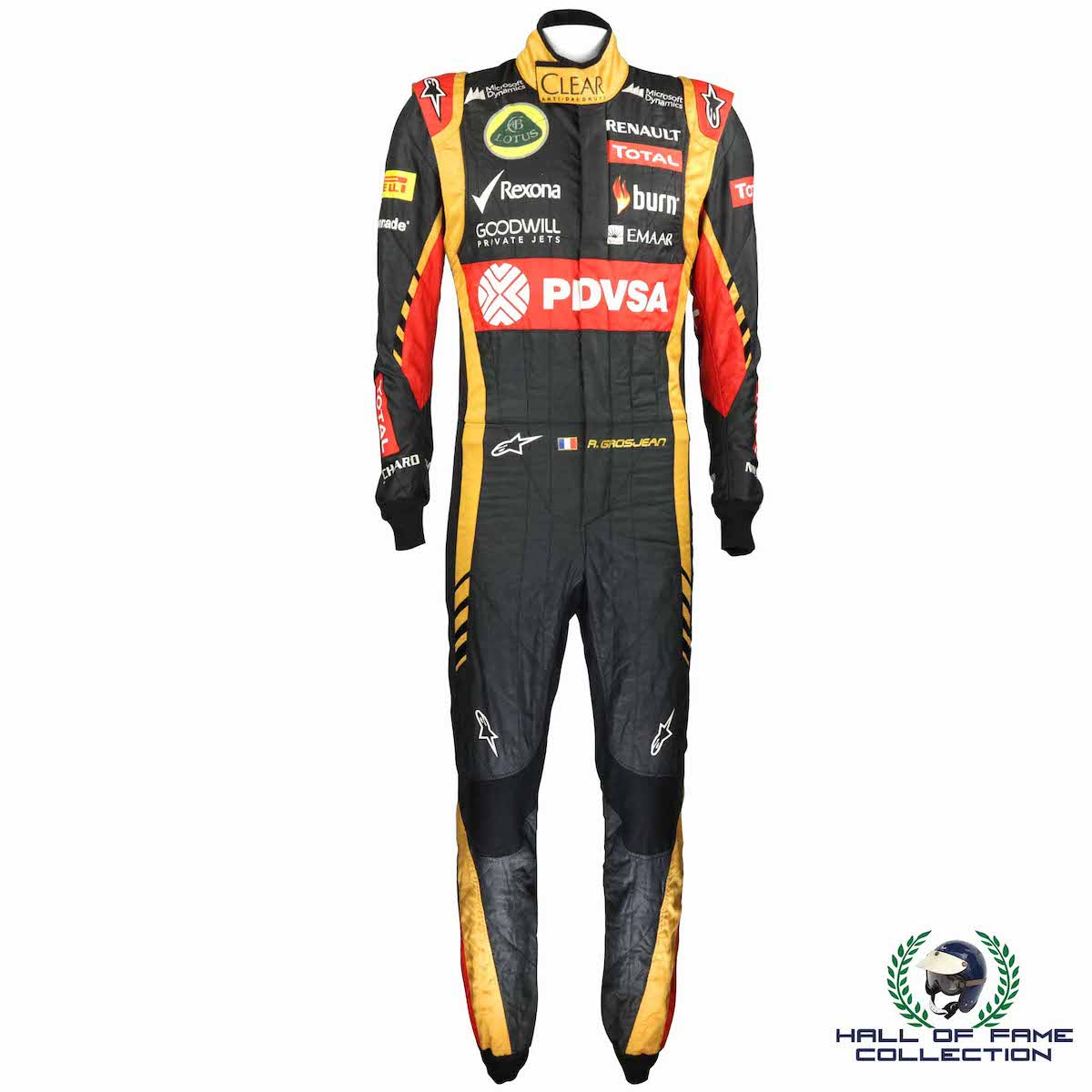 2014 Romain Grosjean Signed Race Used Lotus F1 Suit