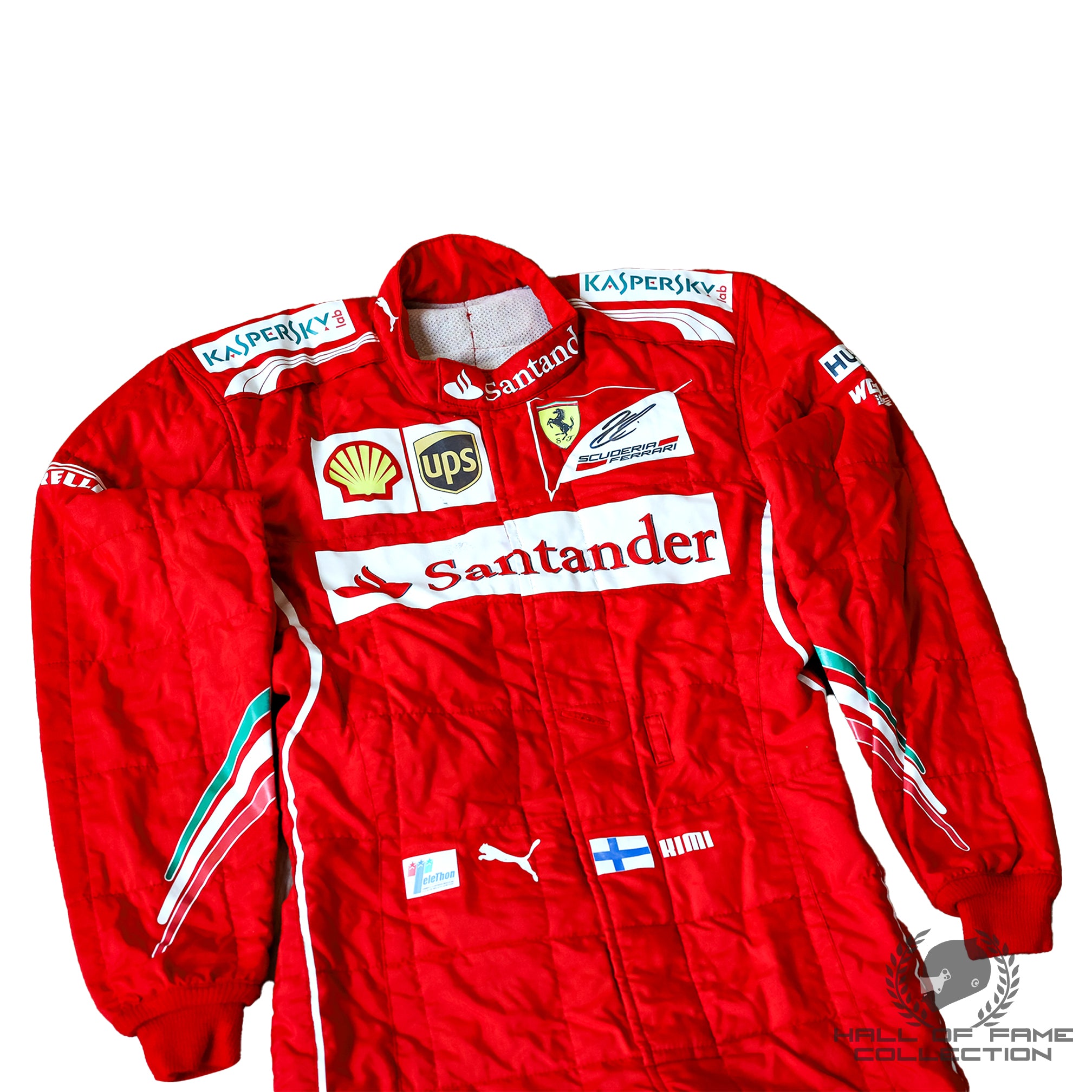 2014 Kimi Raikkonen Signed Original Used Scuderia Ferrari F1 Suit