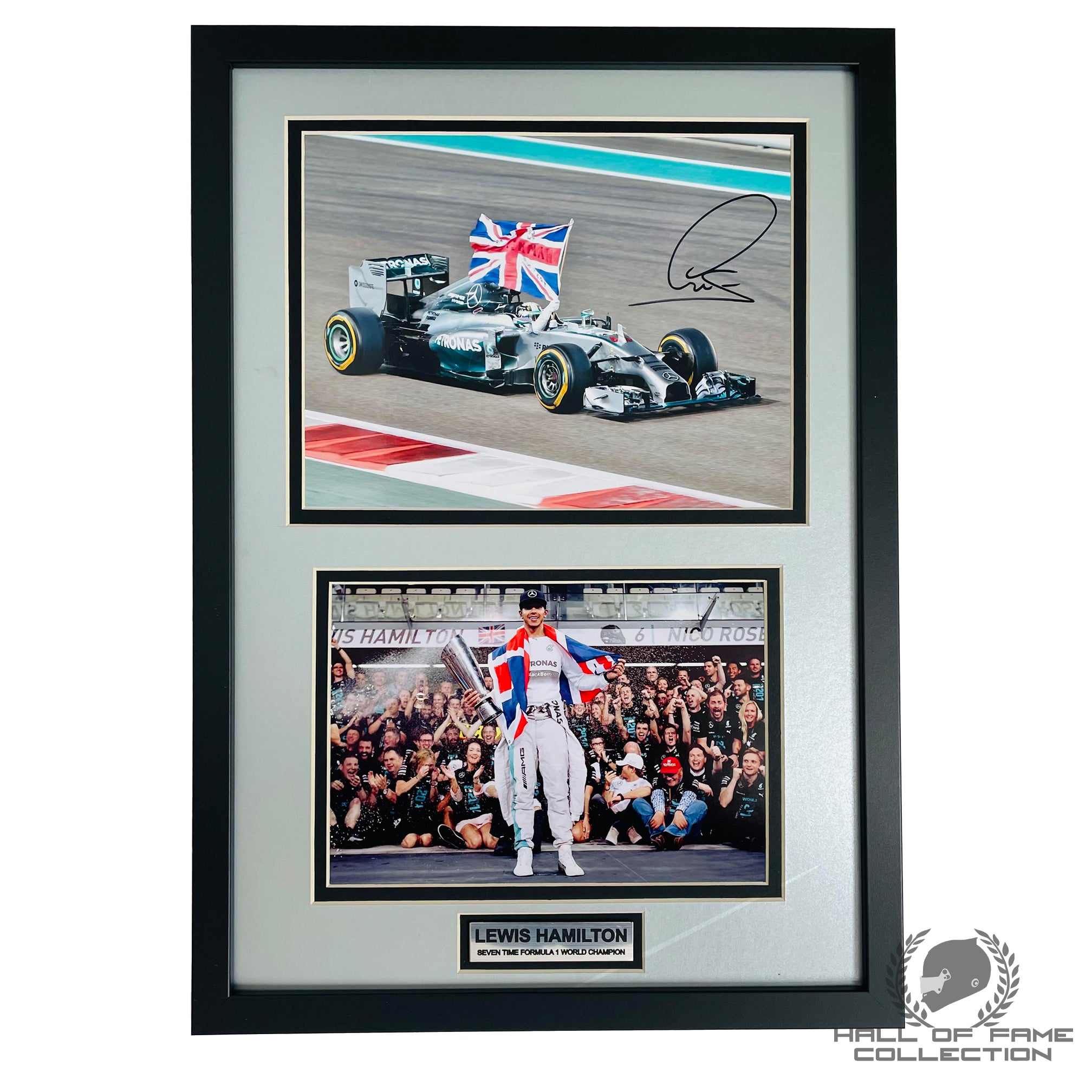 2014 Lewis Hamilton Signed Union Jack Framed & Matted Photo
