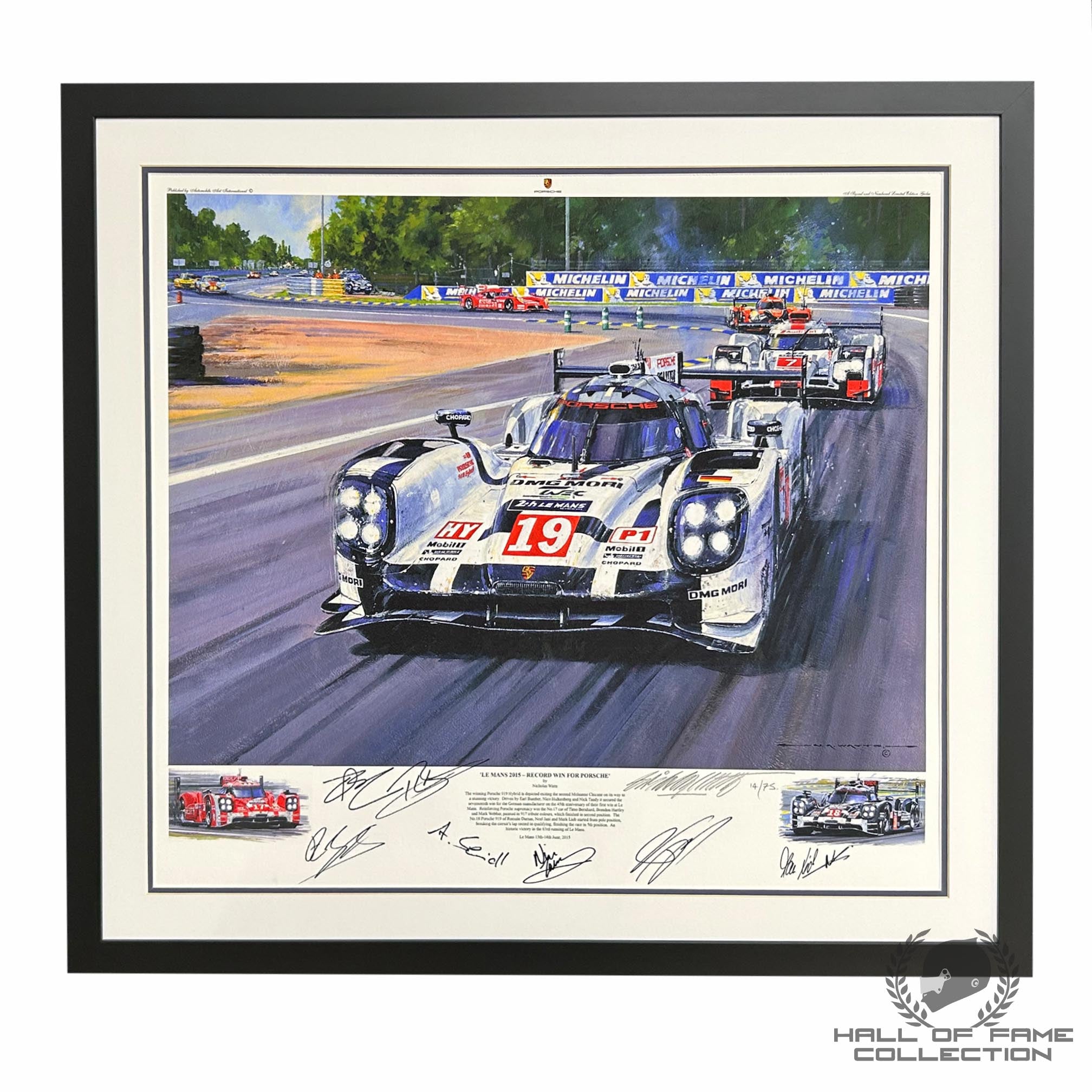 Multi-Signed "2015 Le Mans - Record Win for Porsche" Framed Le Mans Print