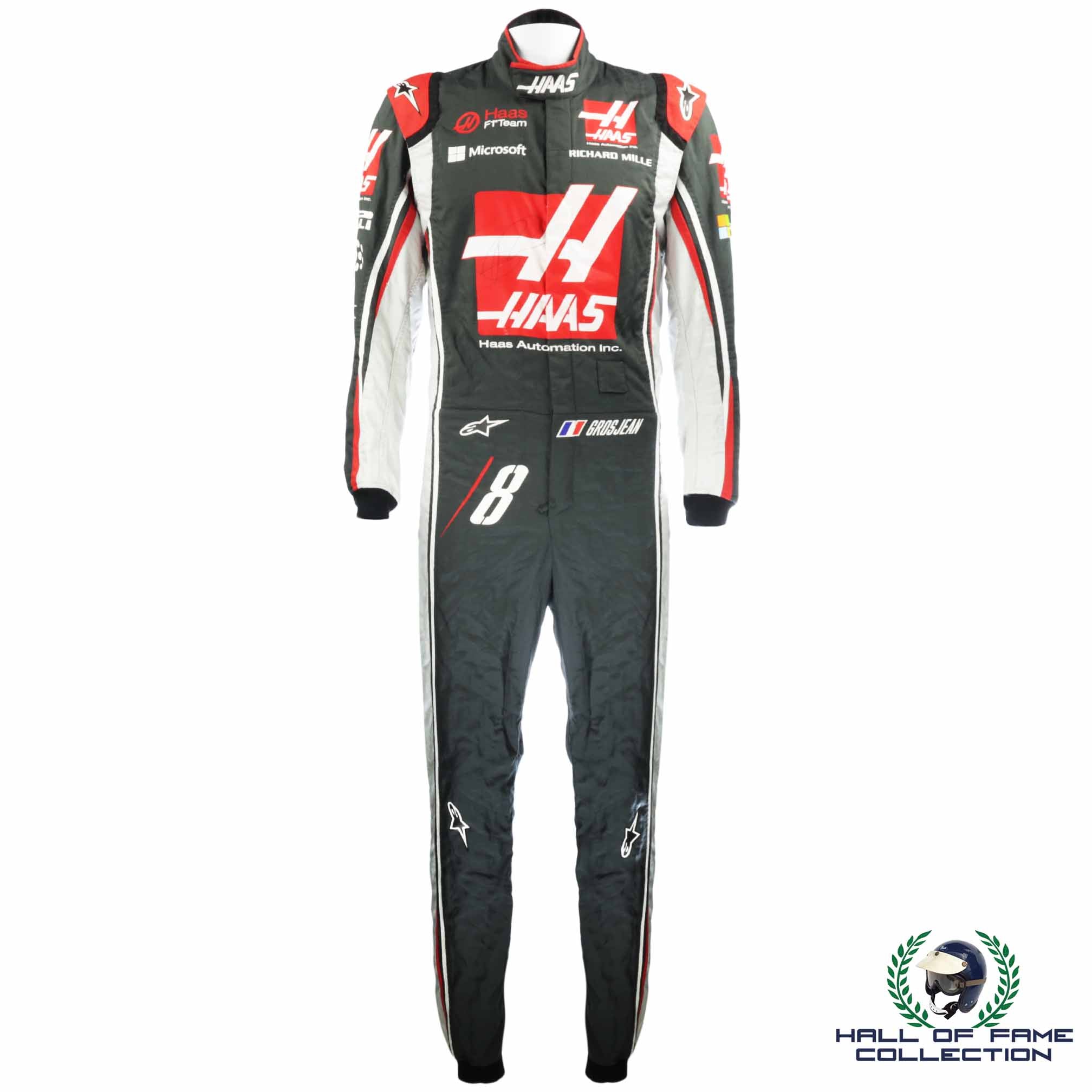 2017 Romain Grosjean Signed Race Used Haas F1 Suit