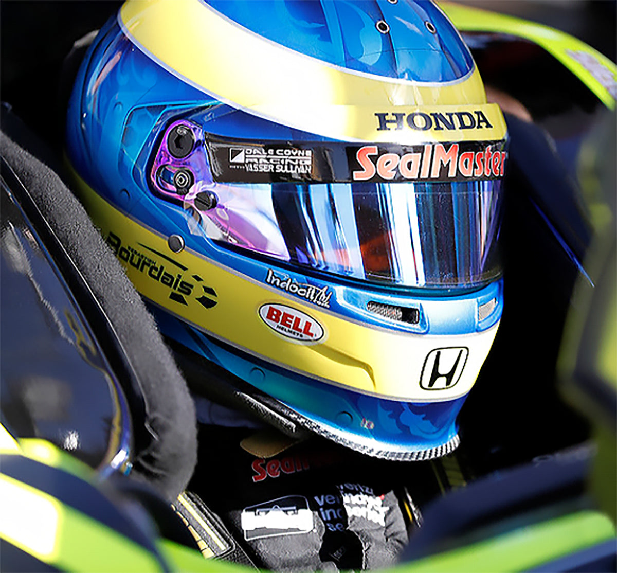 2018-20 Sebastien Bourdais Race Used Coyne Vasser Sullivan/AJ Foyt Racing IndyCar Bell HP-7 Helmet