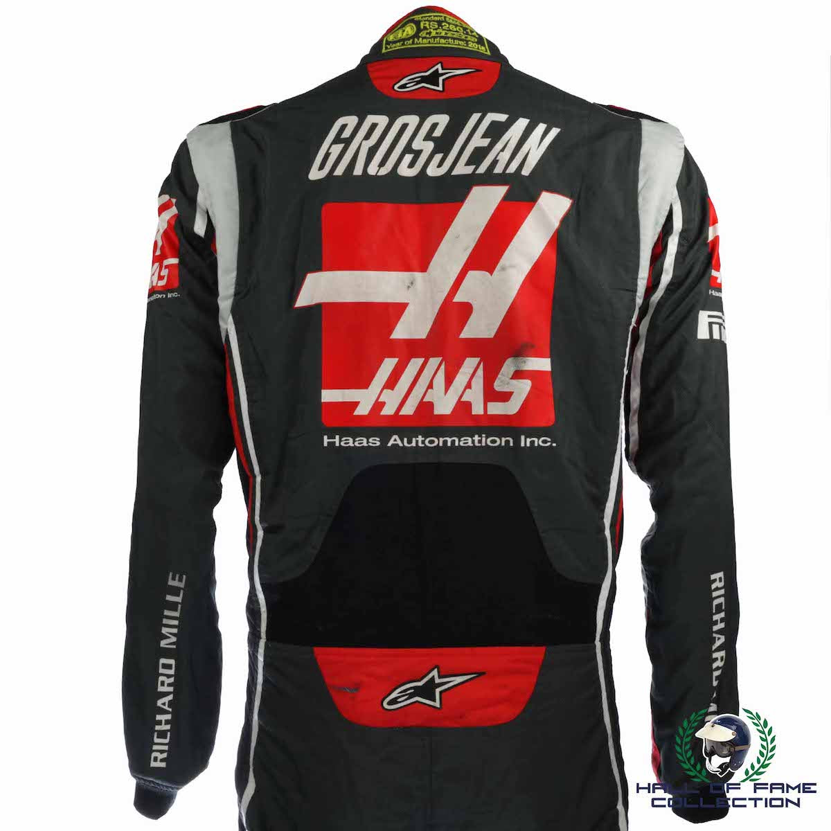 2018 Romain Grosjean Signed Race Used Haas F1 Suit