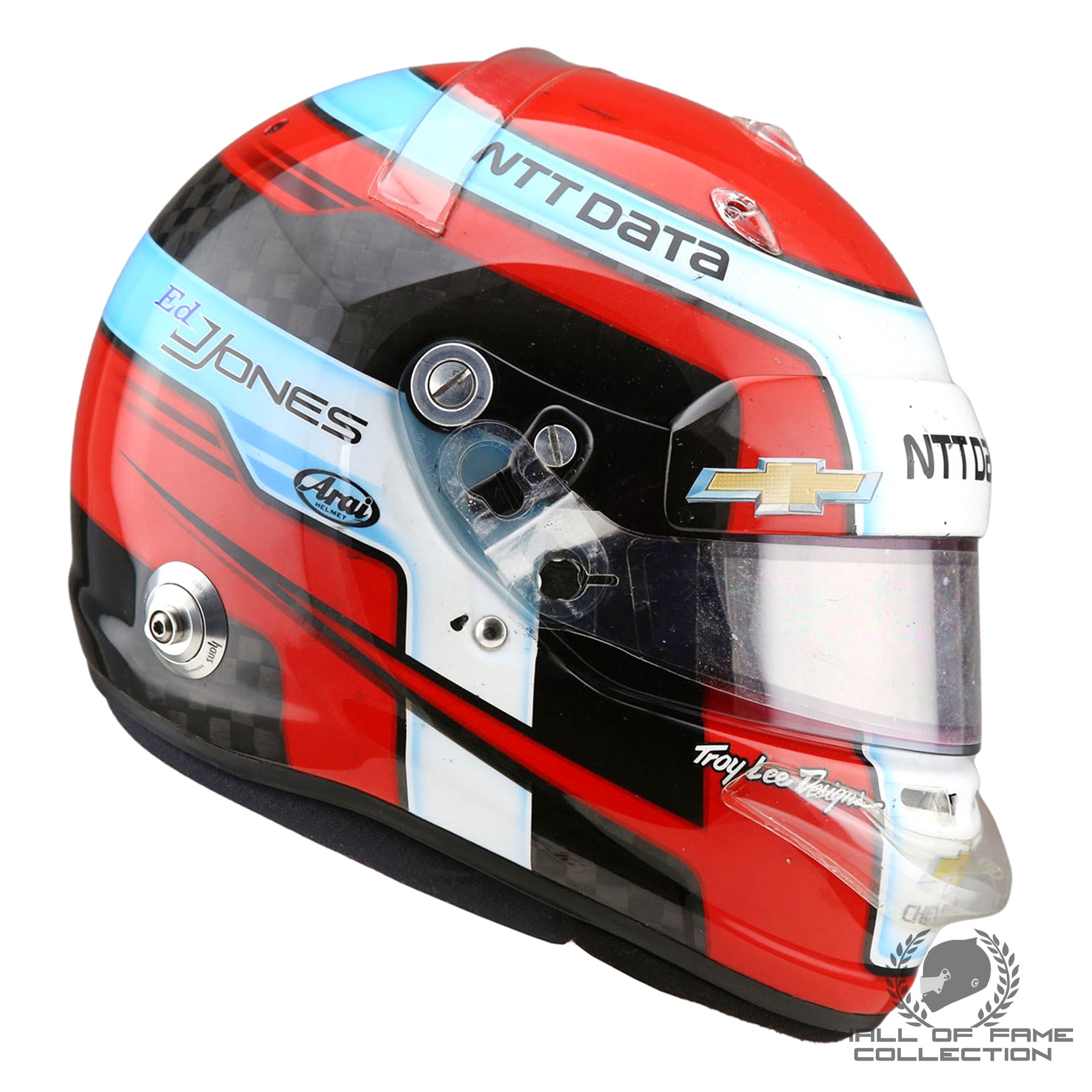 2019 Ed Jones Signed Indy 500 Used Ed Carpenter Racing Scuderia Corsa IndyCar Helmet