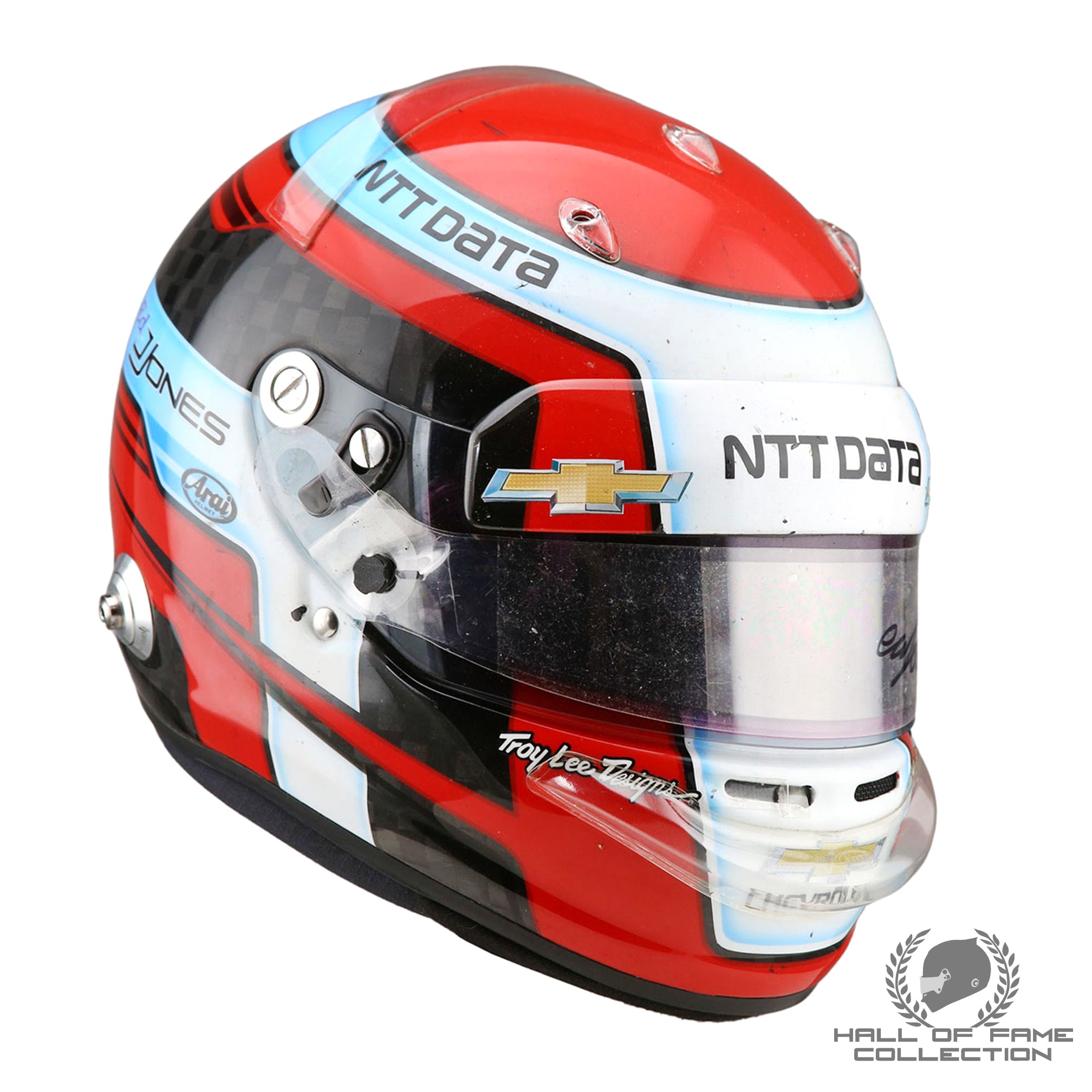 2019 Ed Jones Signed Indy 500 Used Ed Carpenter Racing Scuderia Corsa IndyCar Helmet