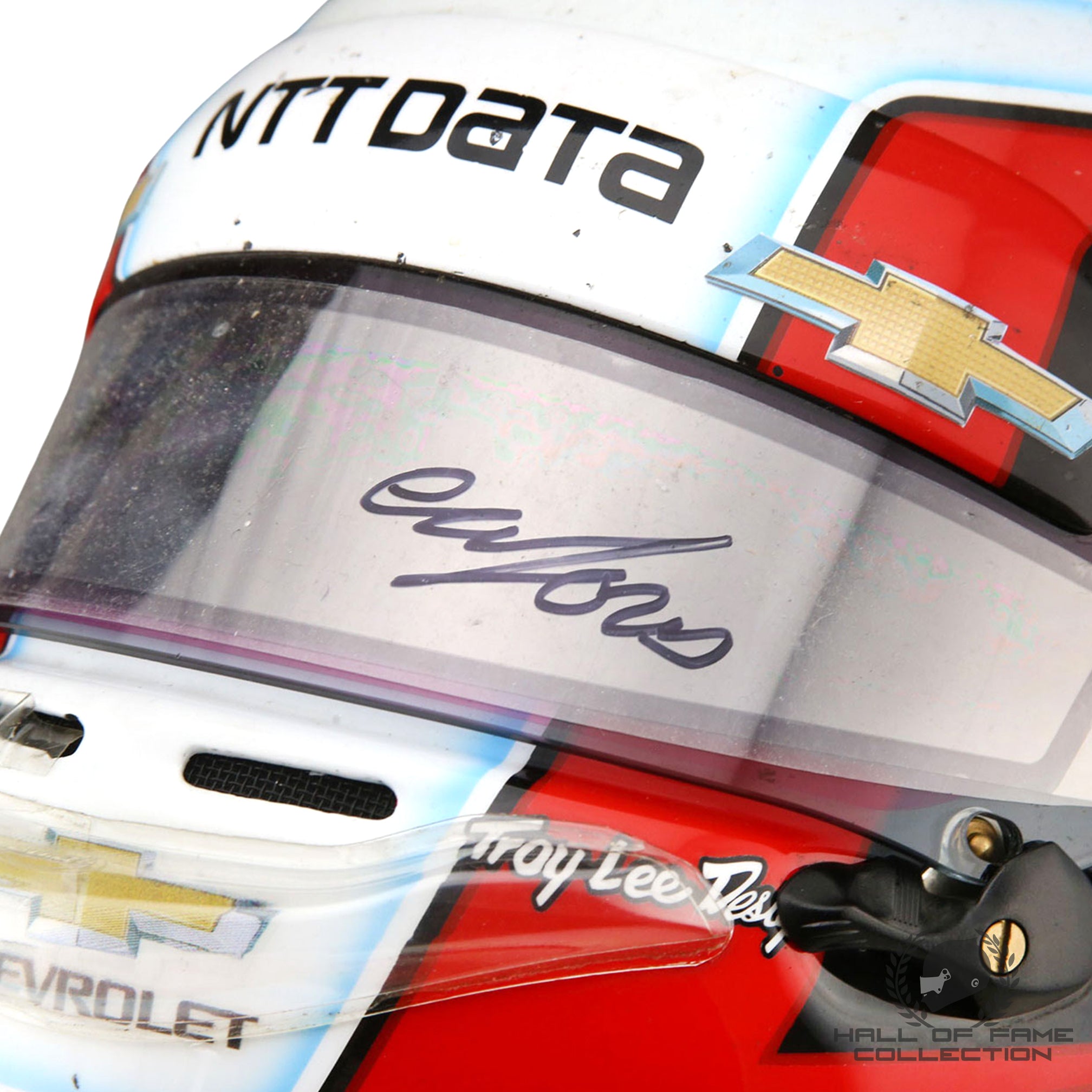 2019 Ed Jones Signed Indy 500 Used Ed Carpenter Racing Scuderia Corsa IndyCar Helmet