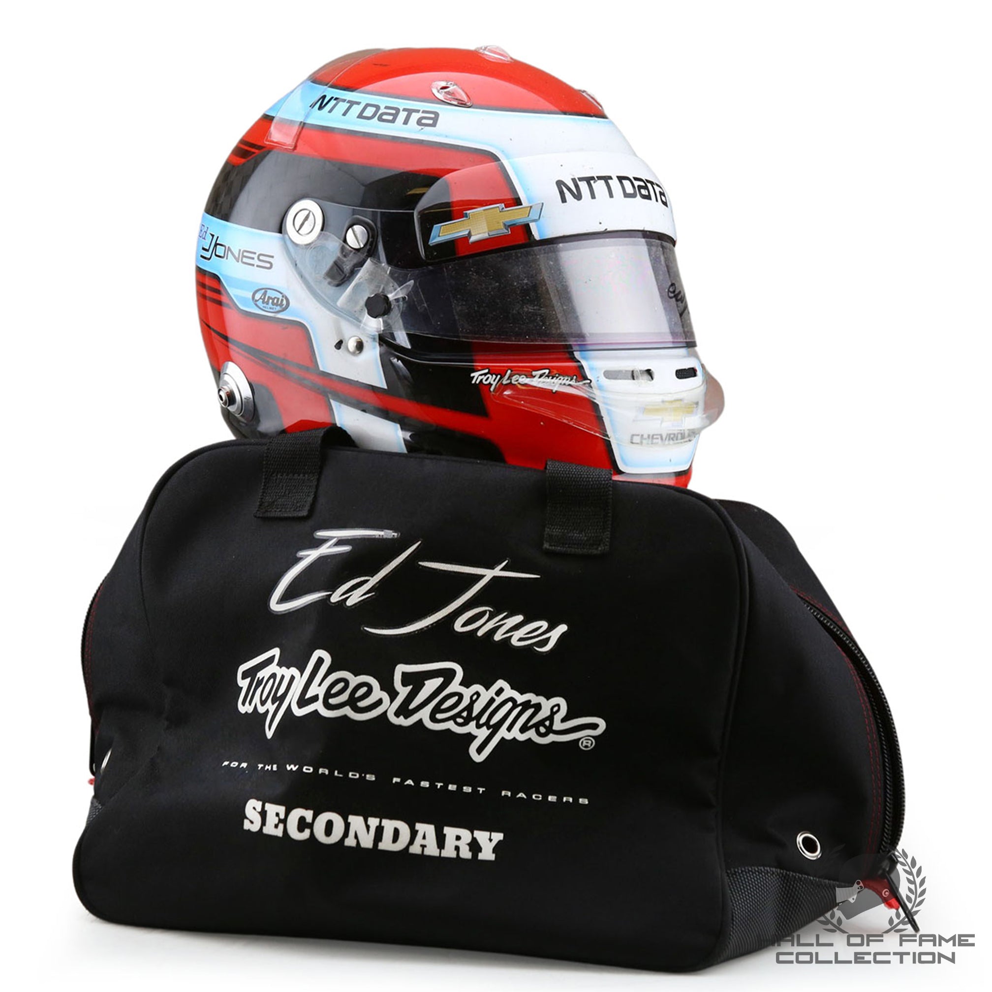 2019 Ed Jones Signed Indy 500 Used Ed Carpenter Racing Scuderia Corsa IndyCar Helmet
