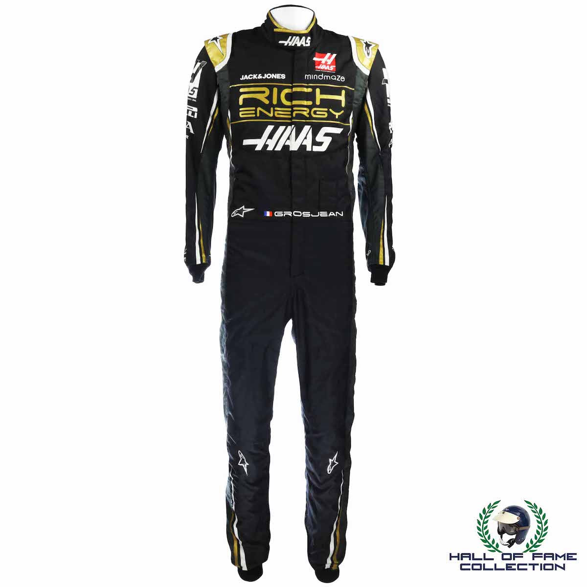 2019 Romain Grosjean Signed Race Used Haas F1 Suit
