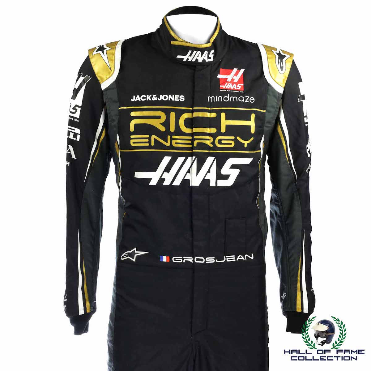 2019 Romain Grosjean Signed Race Used Haas F1 Suit