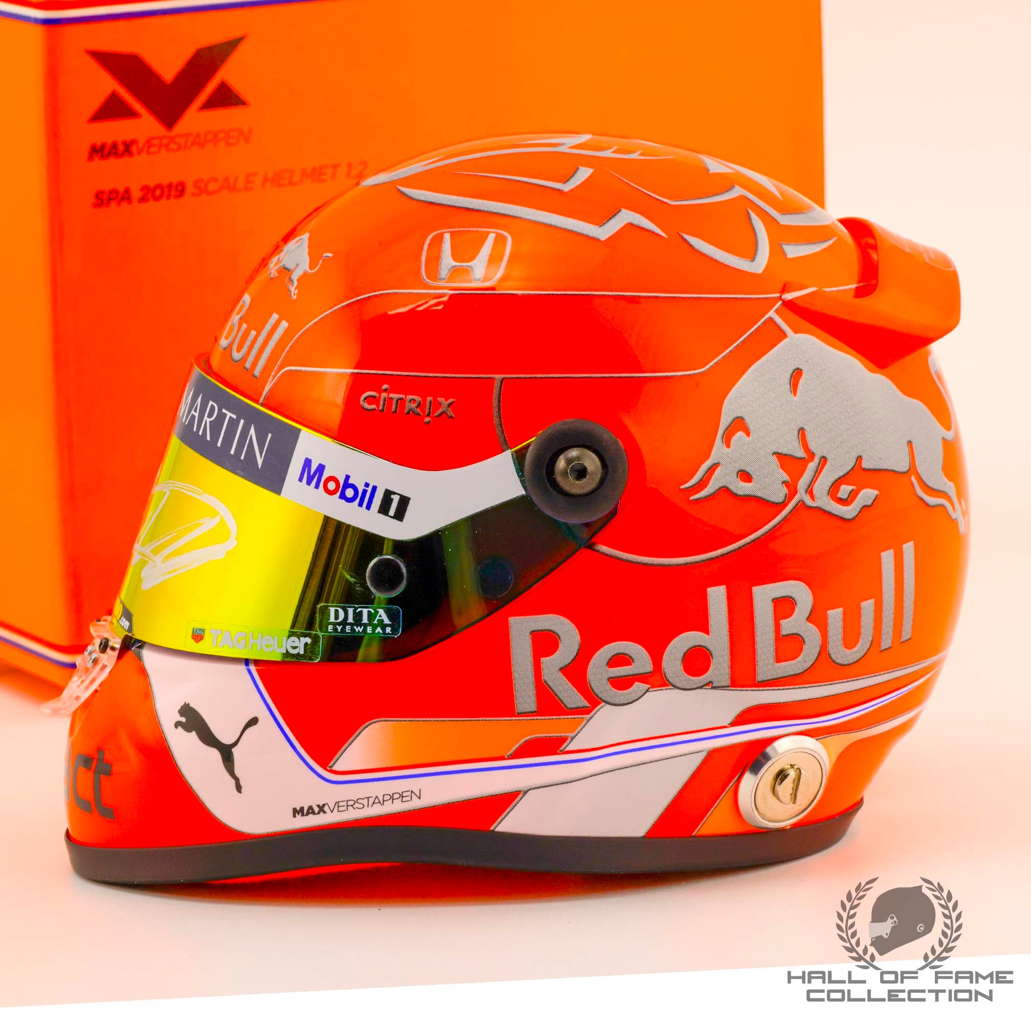 2019 Max Verstappen Signed Belgian GP Red Bull Racing 1:2 Scale F1 Helmet