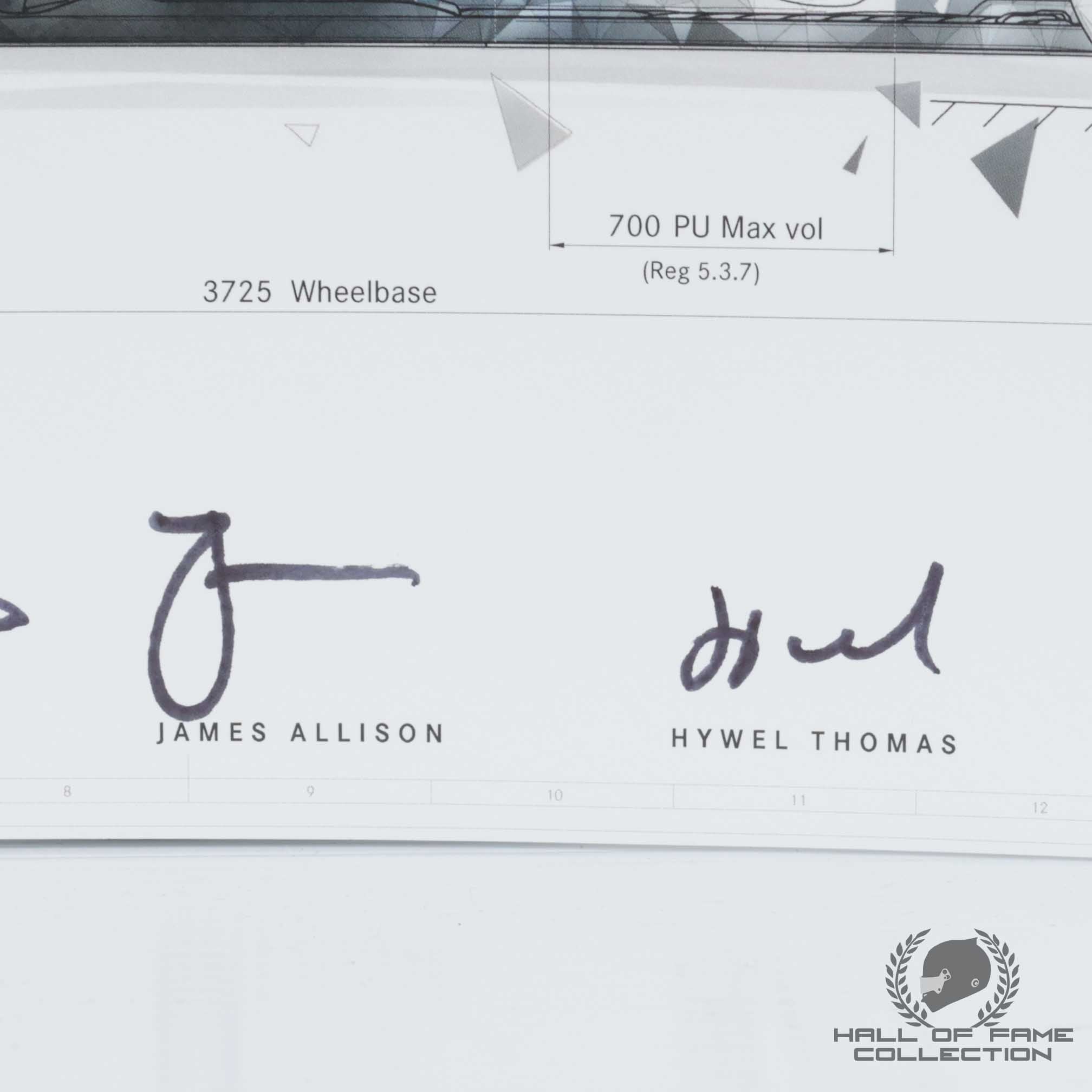 2020 Lewis Hamilton Valtteri Bottas Toto Wolff James Allison Hywel Thomas Signed Mercedes W11 F1 Print