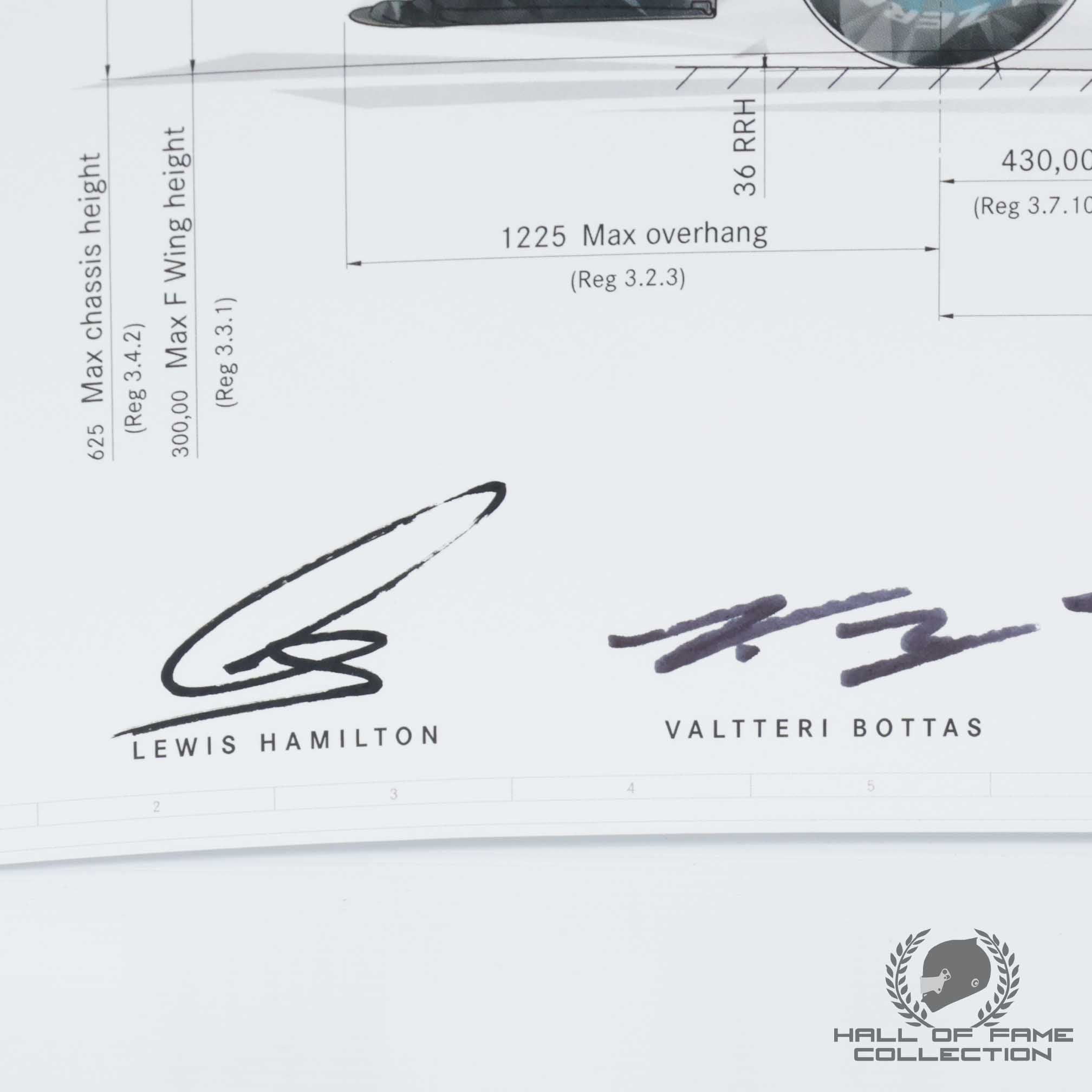 2020 Lewis Hamilton Valtteri Bottas Toto Wolff James Allison Hywel Thomas Signed Mercedes W11 F1 Print