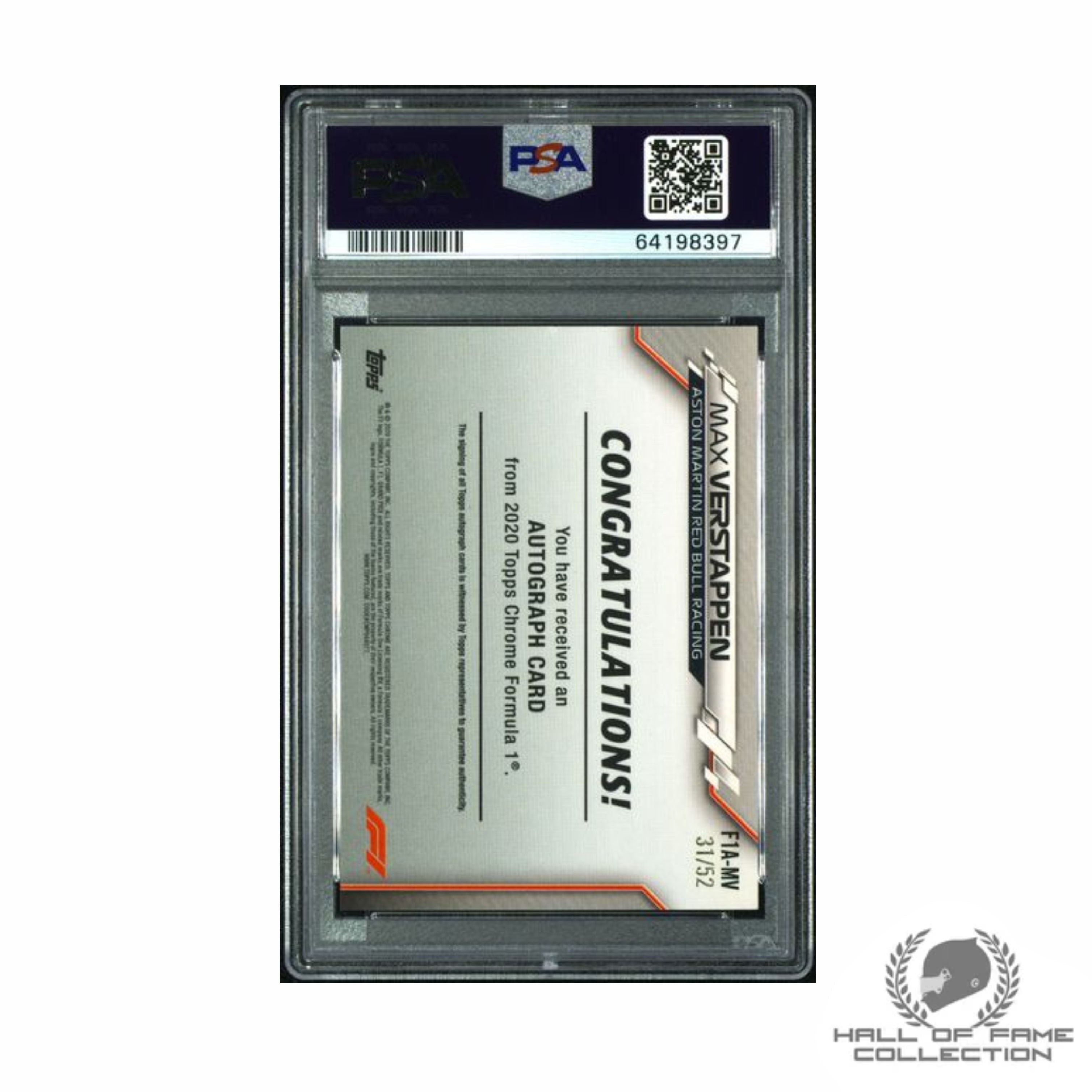 2020 TOPPS CHROME FORMULA 1 AUTOGRAPHS #MV MAX VERSTAPPEN AUTOGRAPHS