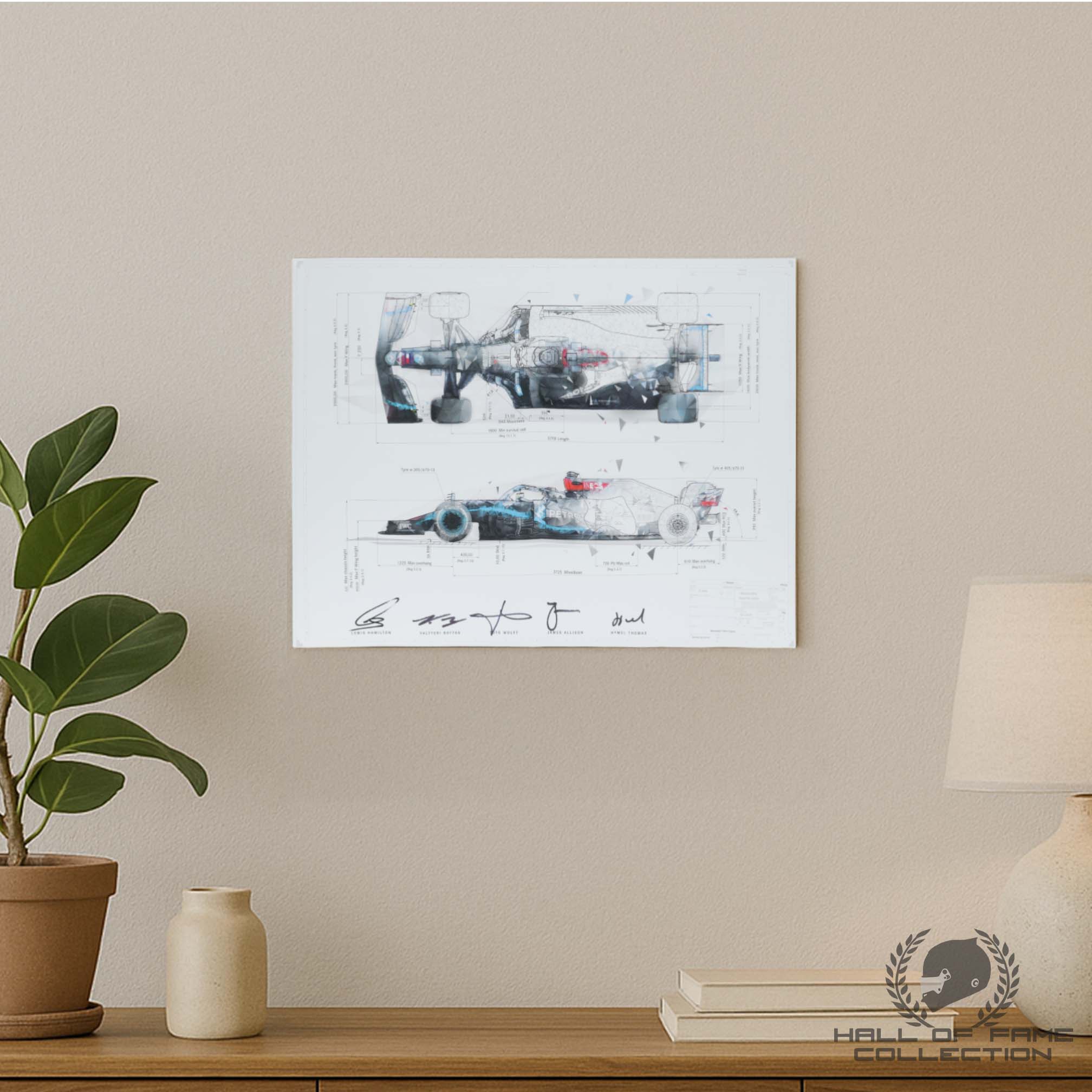 2020 Lewis Hamilton Valtteri Bottas Toto Wolff James Allison Hywel Thomas Signed Mercedes W11 F1 Print