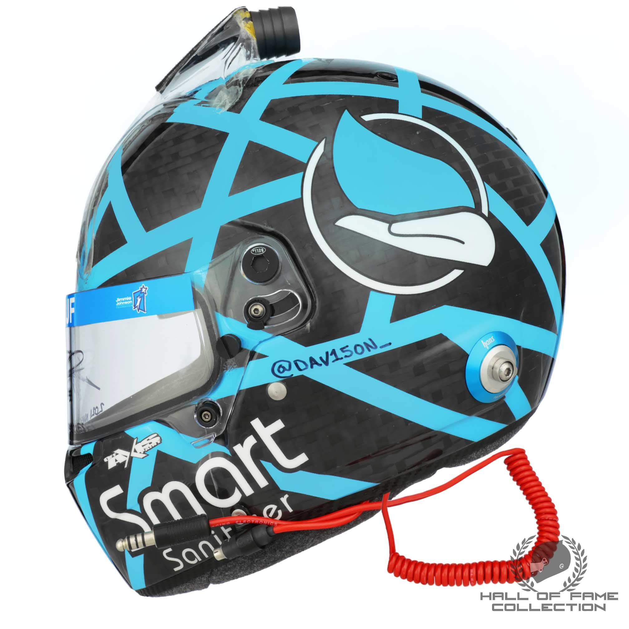 2021 James Davison Signed Race Used Rick Ware Racing Bell RS7C Nascar Helmet