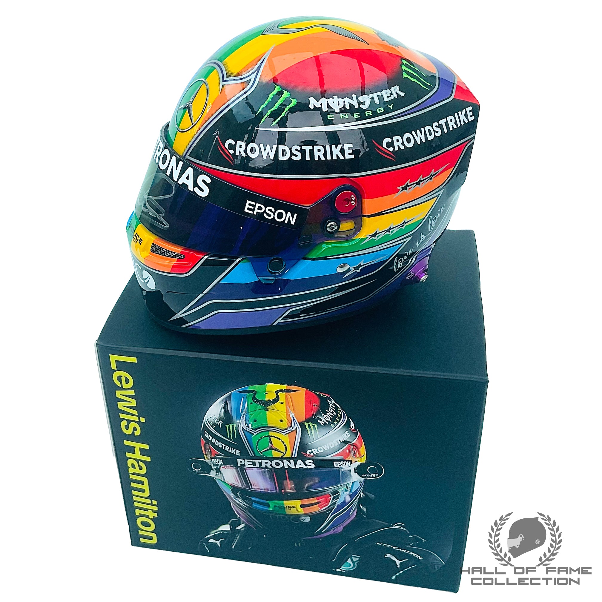 2021 Lewis Hamilton Signed 1/2 Scale Mercedes Benz F1 Helmet