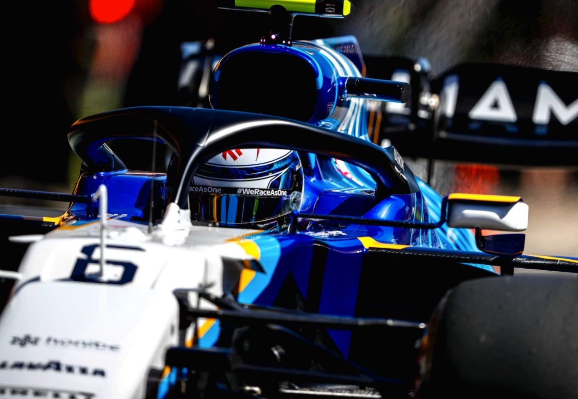 2021 Nicholas Latifi Signed Race Used Williams Bell HP 77 F1 Helmet