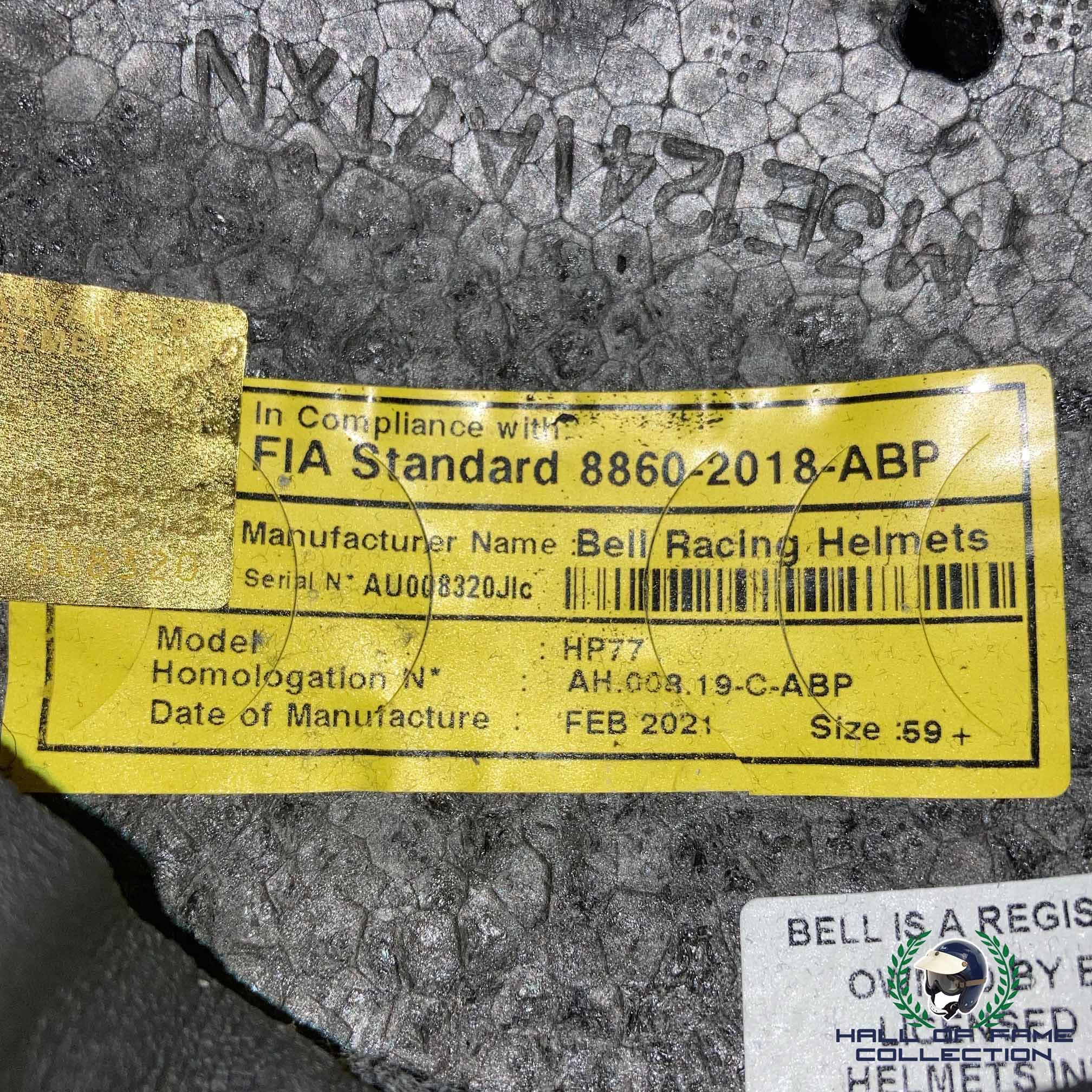 2021 Nicholas Latifi Signed Race Used Williams Bell HP 77 F1 Helmet