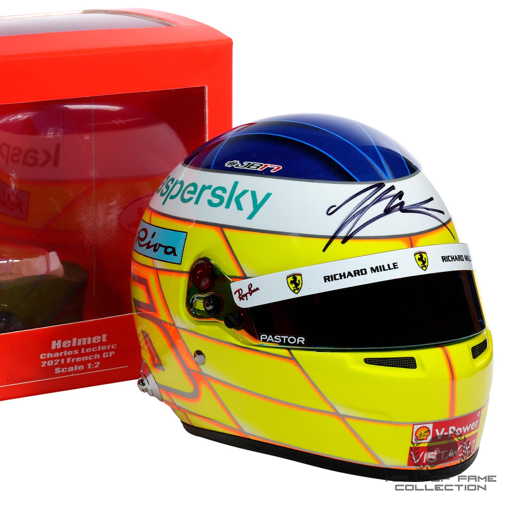 2021 Charles Leclerc Signed 1:2 Scale Bell French GP Scuderia Ferrari F1 Helmet