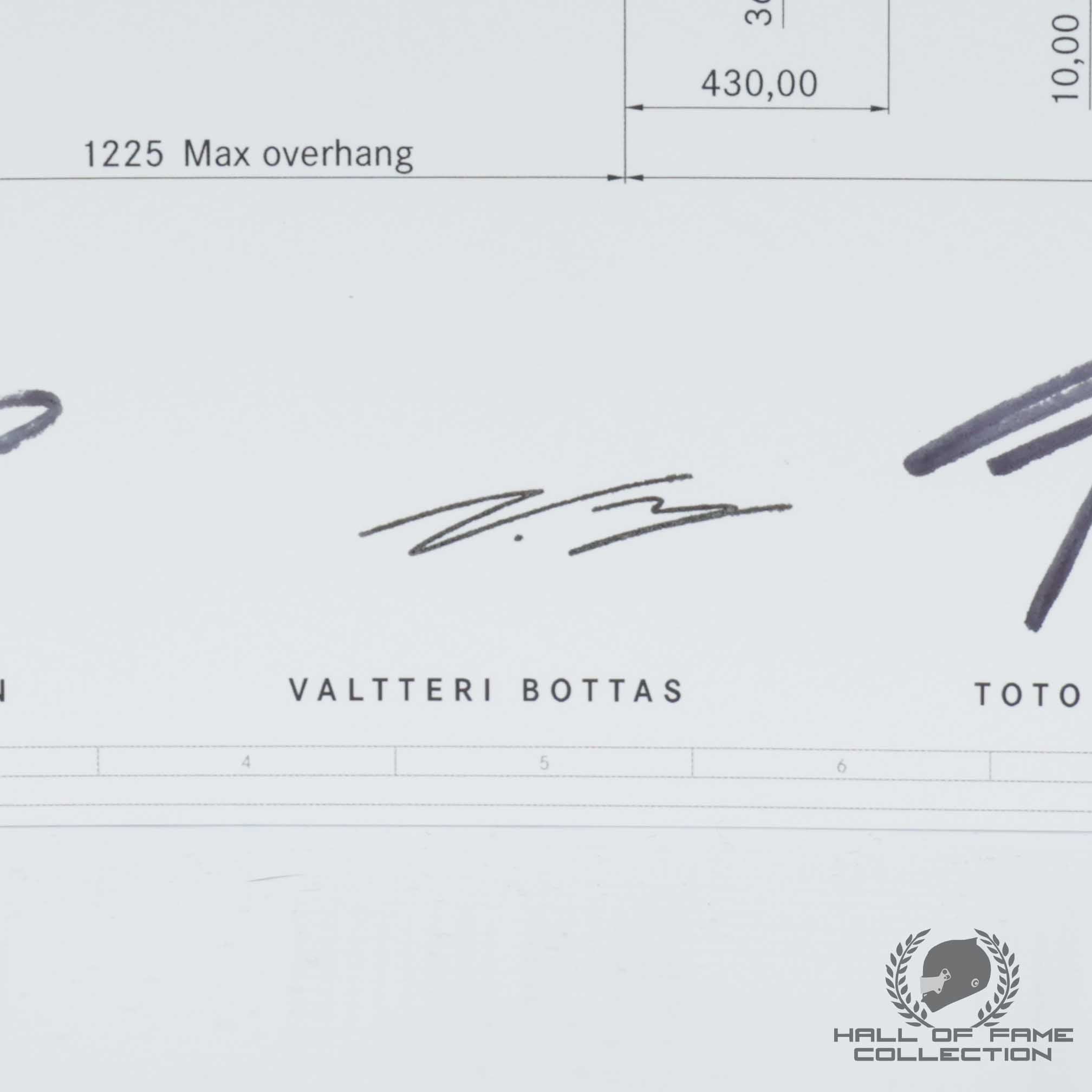 2021 Lewis Hamilton Valtteri Bottas Toto Wolff James Allison Hywel Thomas Signed Mercedes W12 F1 Print