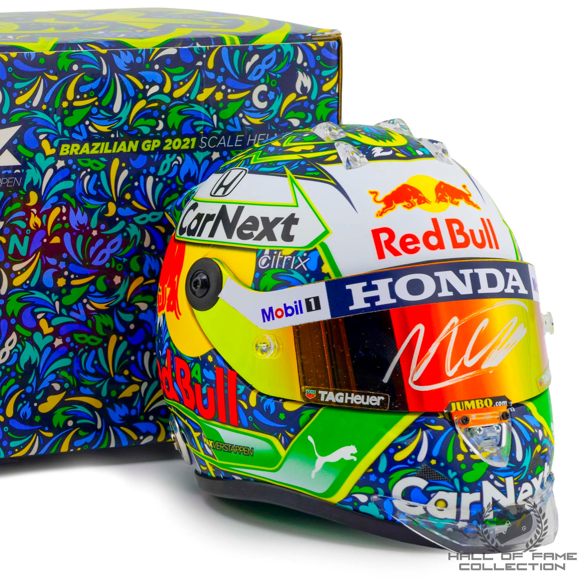 2021 Max Verstappen Signed Brazilian Grand Prix Red Bull Racing 1:2 Scale F1 Helmet