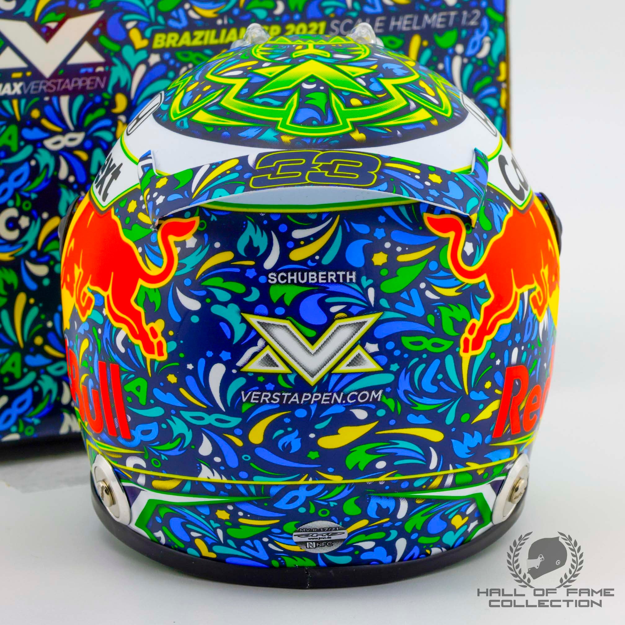 2021 Max Verstappen Signed Brazilian Grand Prix Red Bull Racing 1:2 Scale F1 Helmet