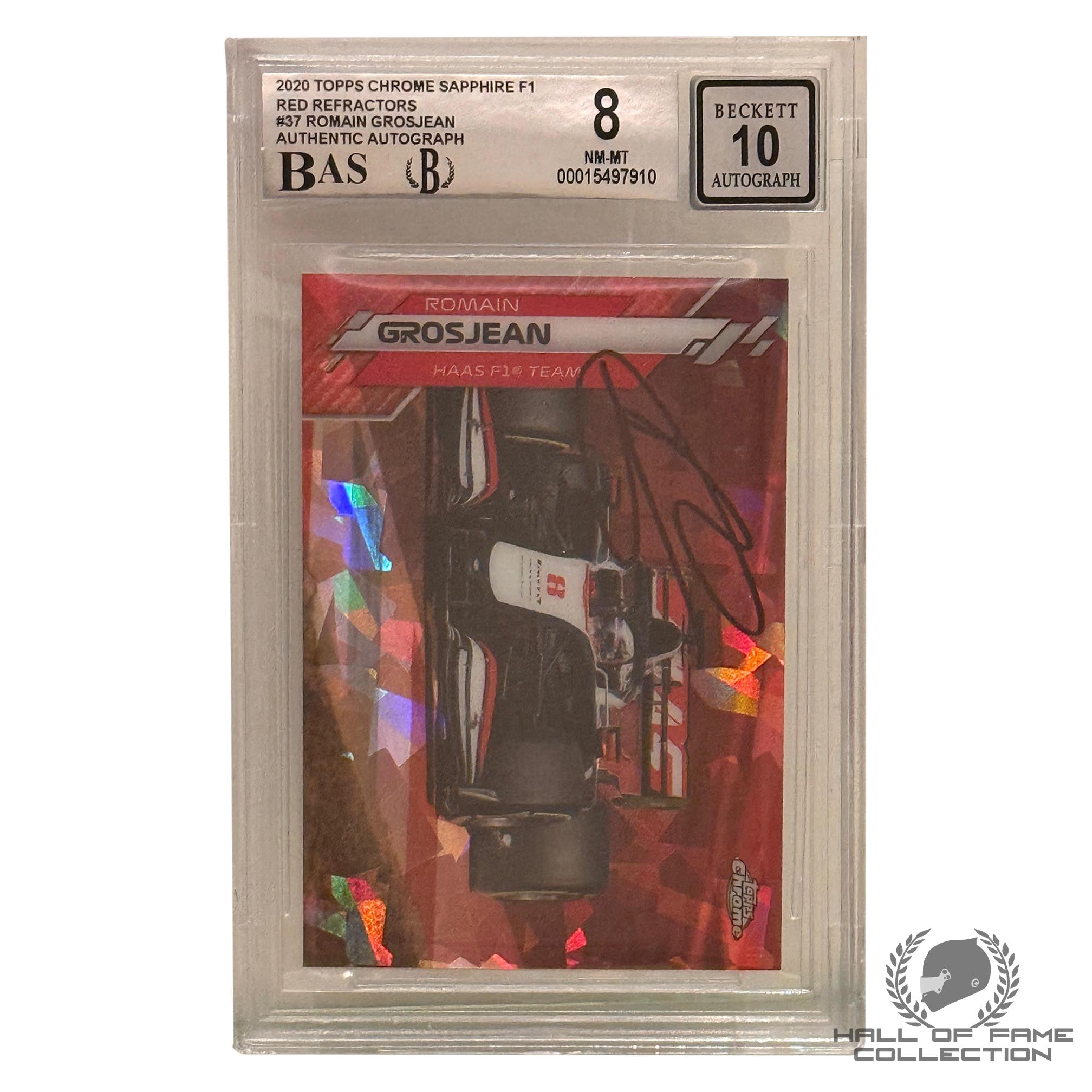 2021 Topps Formula 1 Sapphire Grosjean Red Refractor Authentic Autograph Card