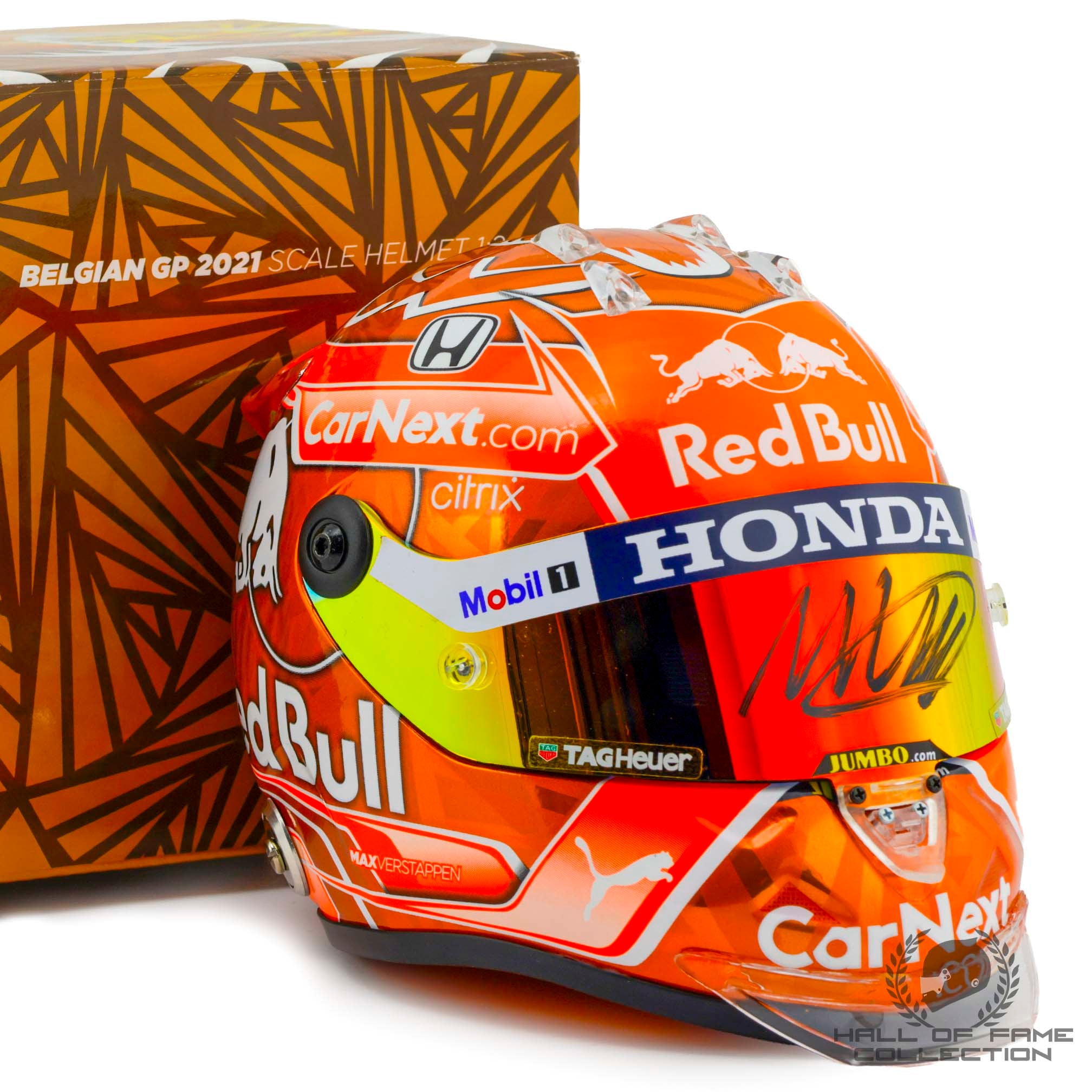 2021 Max Verstappen Signed Belgian GP Red Bull Racing 1:2 F1 Helmet