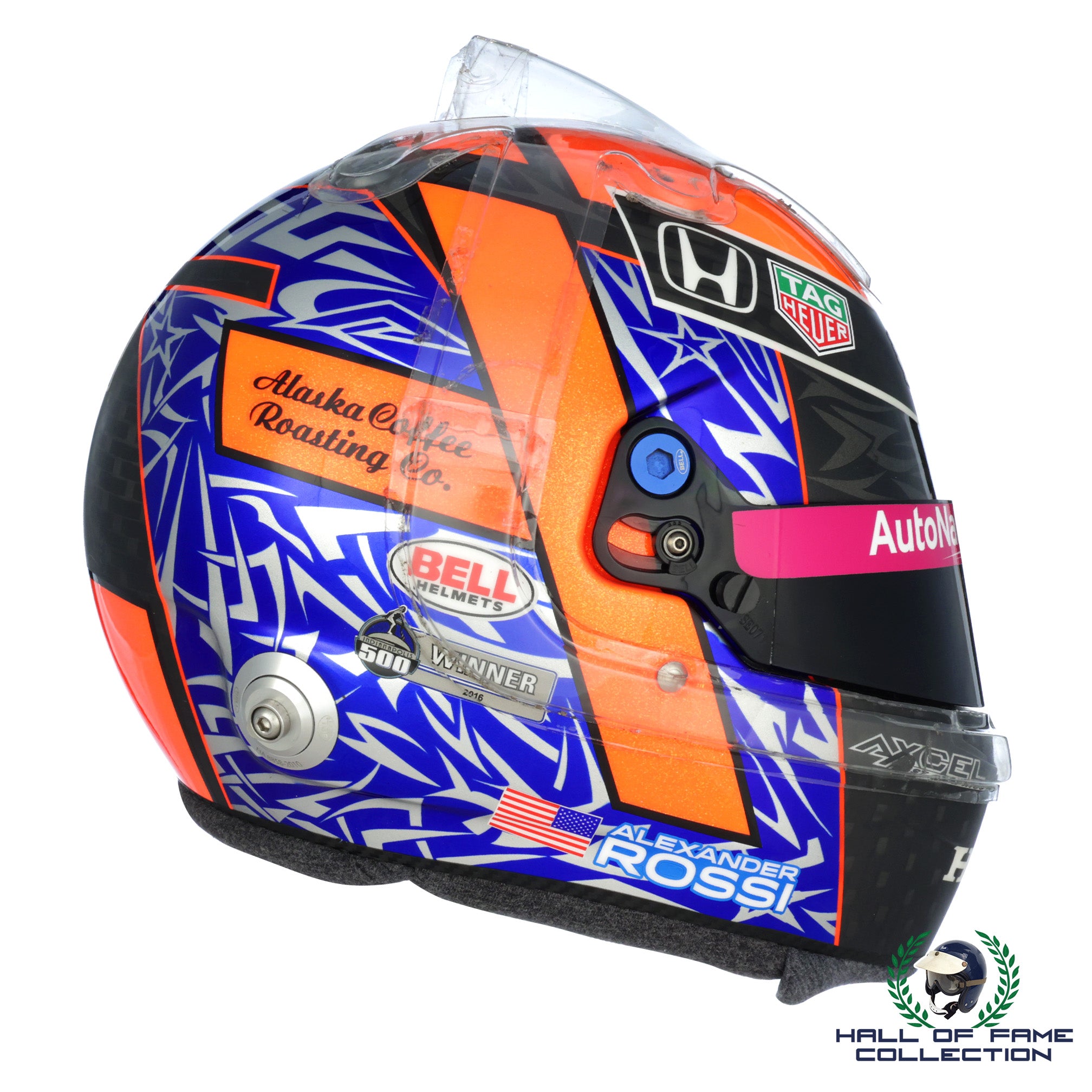 2022 Alexander Rossi Signed Double Podium + Pole Used Andretti Autosport IndyCar Helmet