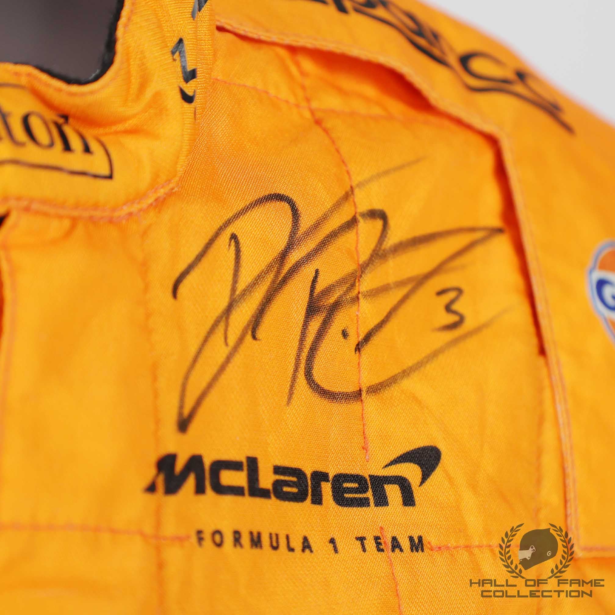 2022 Daniel Ricciardo Signed Original Japan/Singapore GP Special Design McLaren F1 Suit