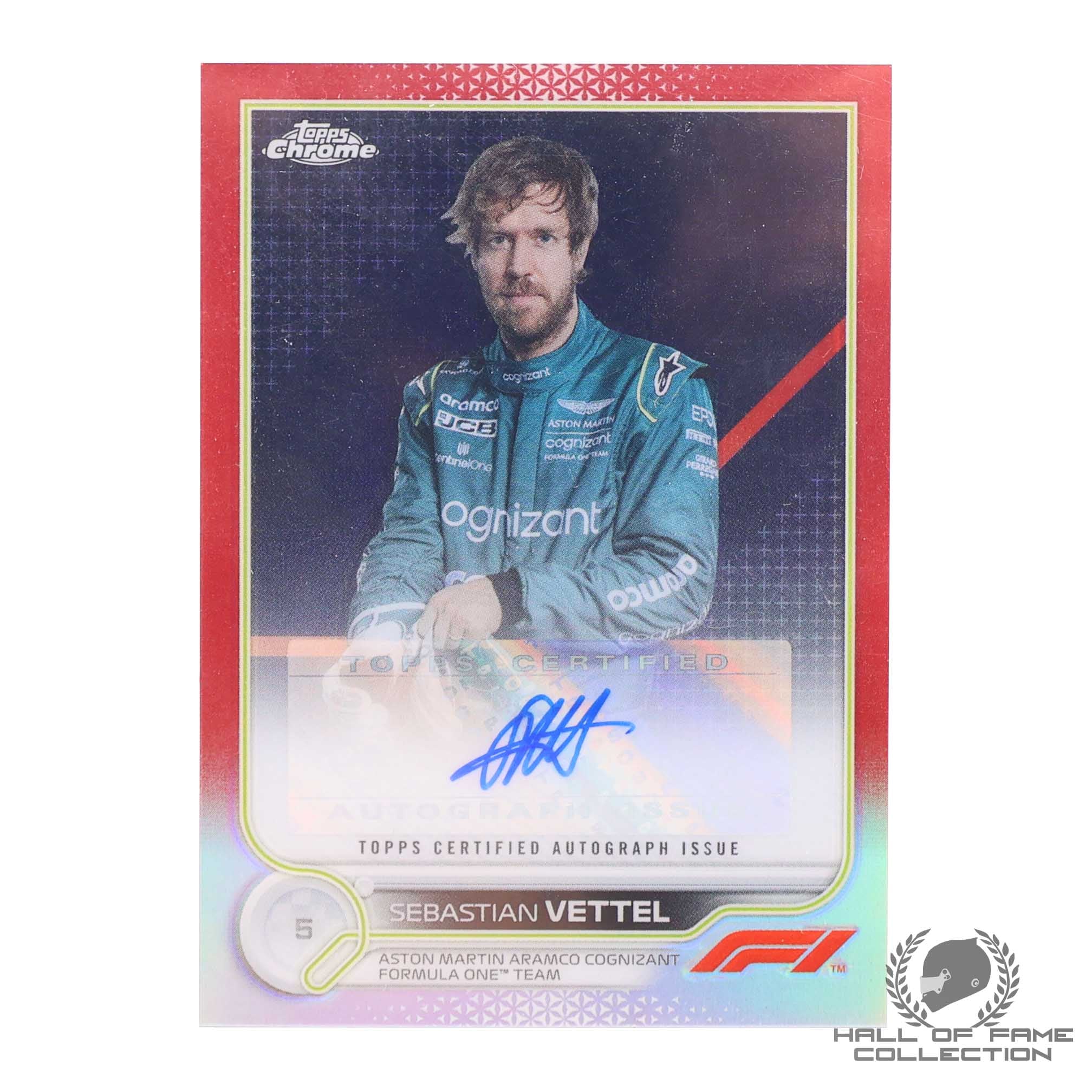2022 Topps Chrome Sebastian Vettel 4/5 Red Autograph CAC-SV