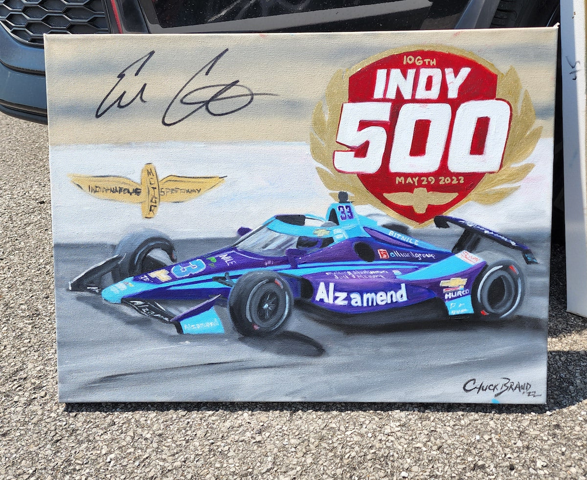 2022 Ed Carpenter Signed 106th Indianapolis 500 18 X 24 Original Artwork By Chuck Braud
