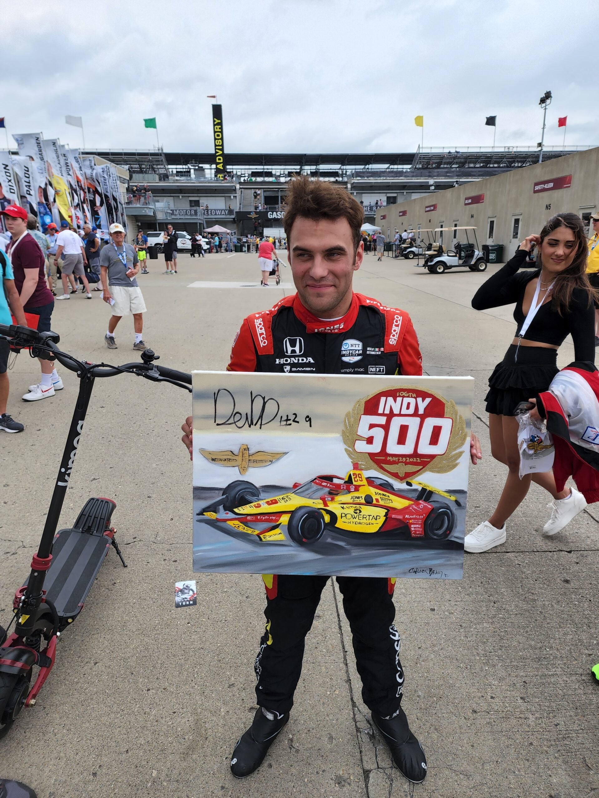 2022 Devlin DeFrancesco Signed 106th Indianapolis 500 18 X 24 Original Artwork By Chuck Braud
