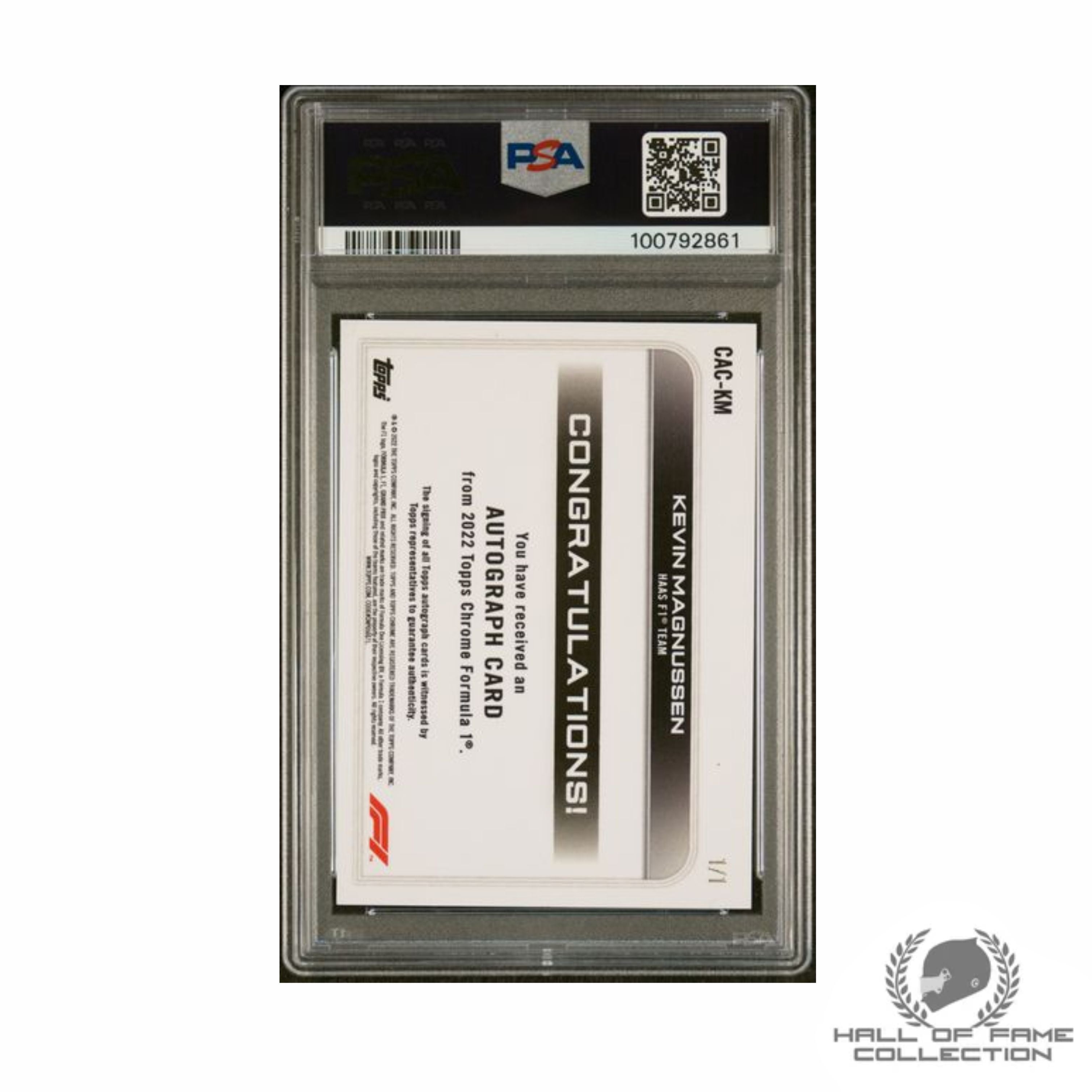 2022 TOPPS CHROME FORMULA 1 CHROME AUTOGRAPHS #CACKM KEVIN MAGNUSSEN AUTO-SUPERFRACTOR 1/1