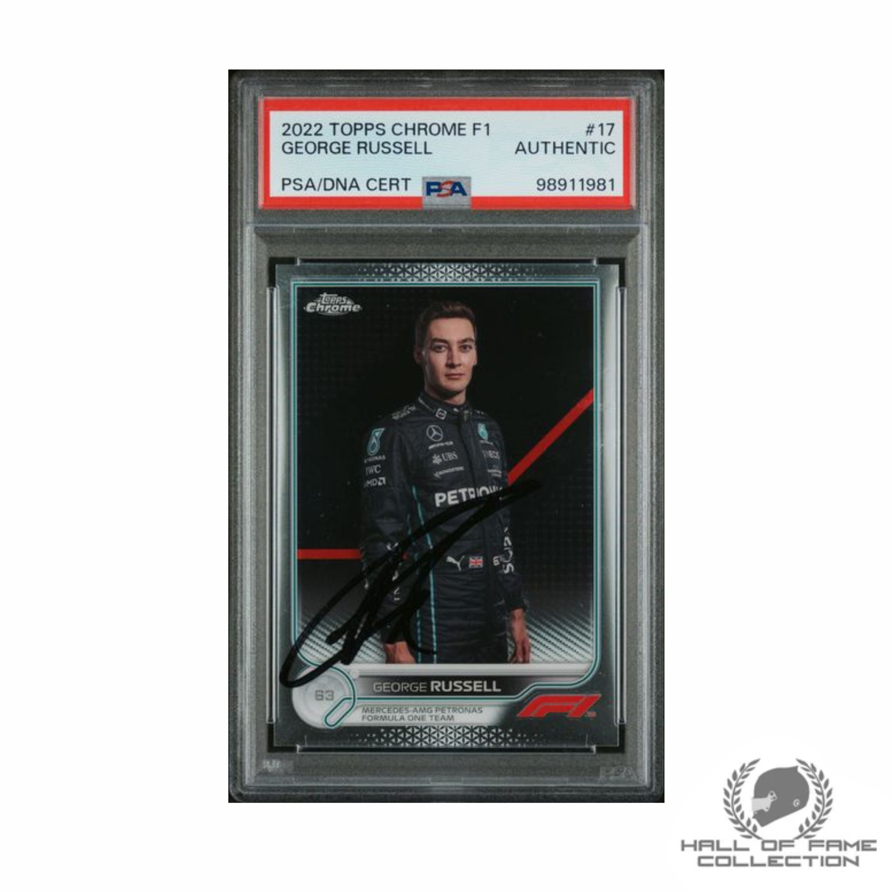 2022 Topps Chrome F1 George Russell On-Card Auto