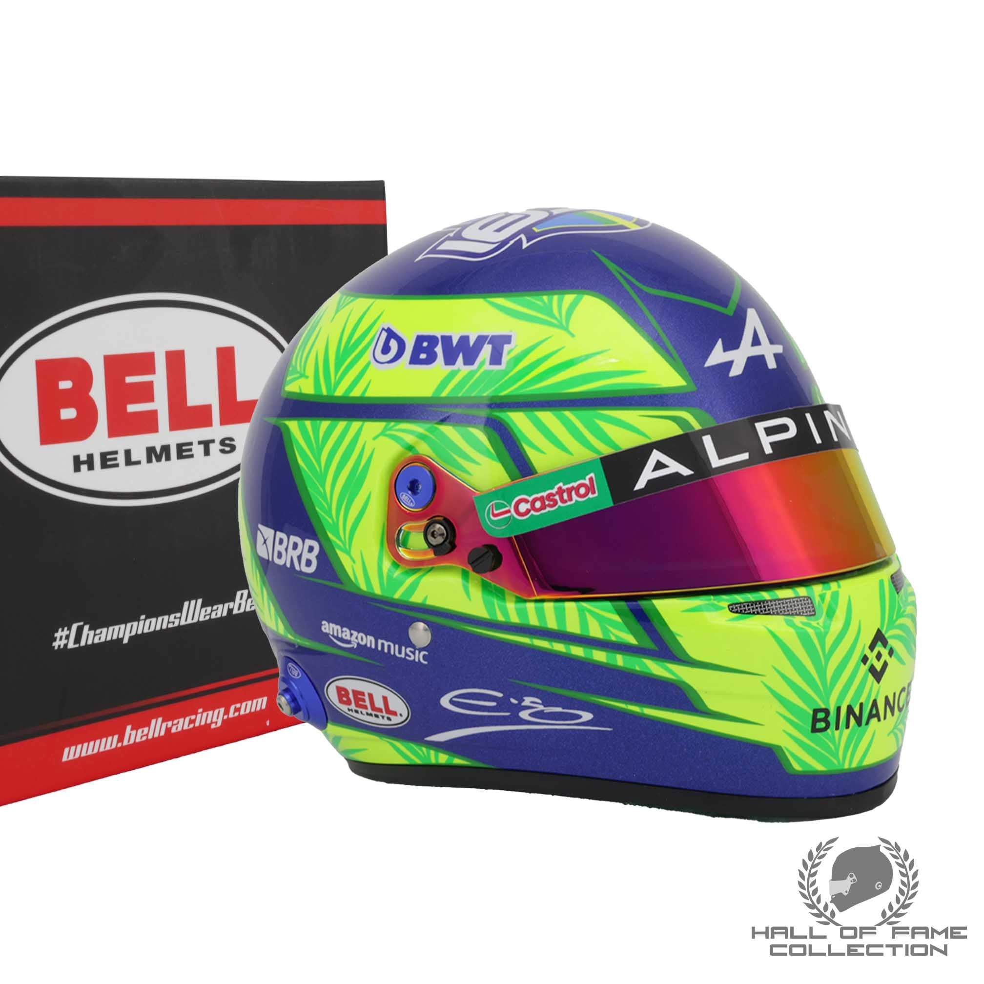 2023 Esteban Ocon Signed 1/2 Scale Bell Alpine Brazilian GP F1 Helmet
